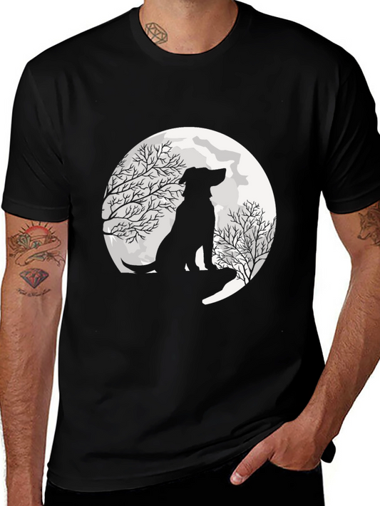 Moonlit Dog Silhouette Graphic Tee