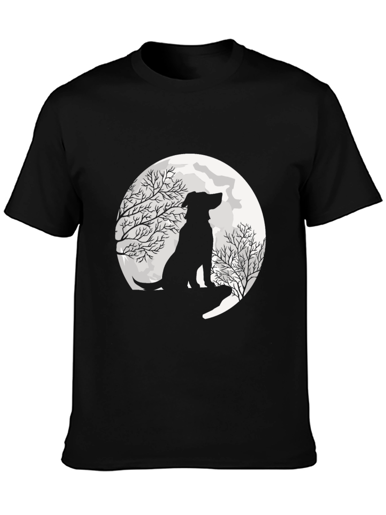 Moonlit Dog Silhouette Graphic Tee