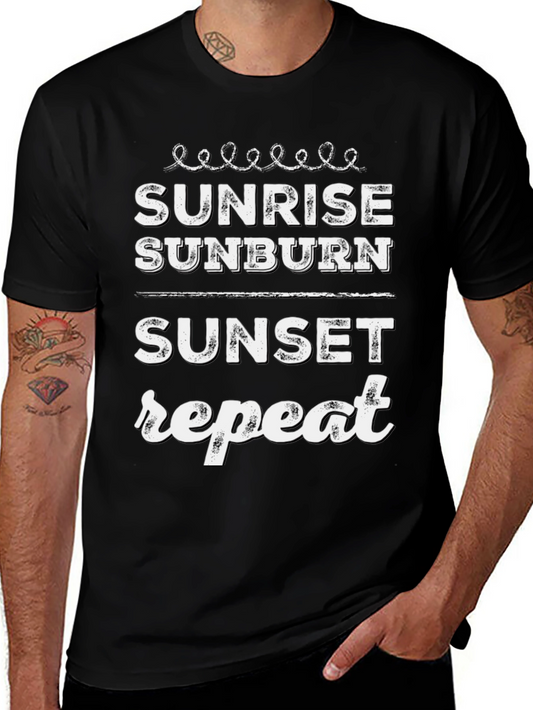 Sunrise Sunburn Sunset Repeat Black Graphic Tee