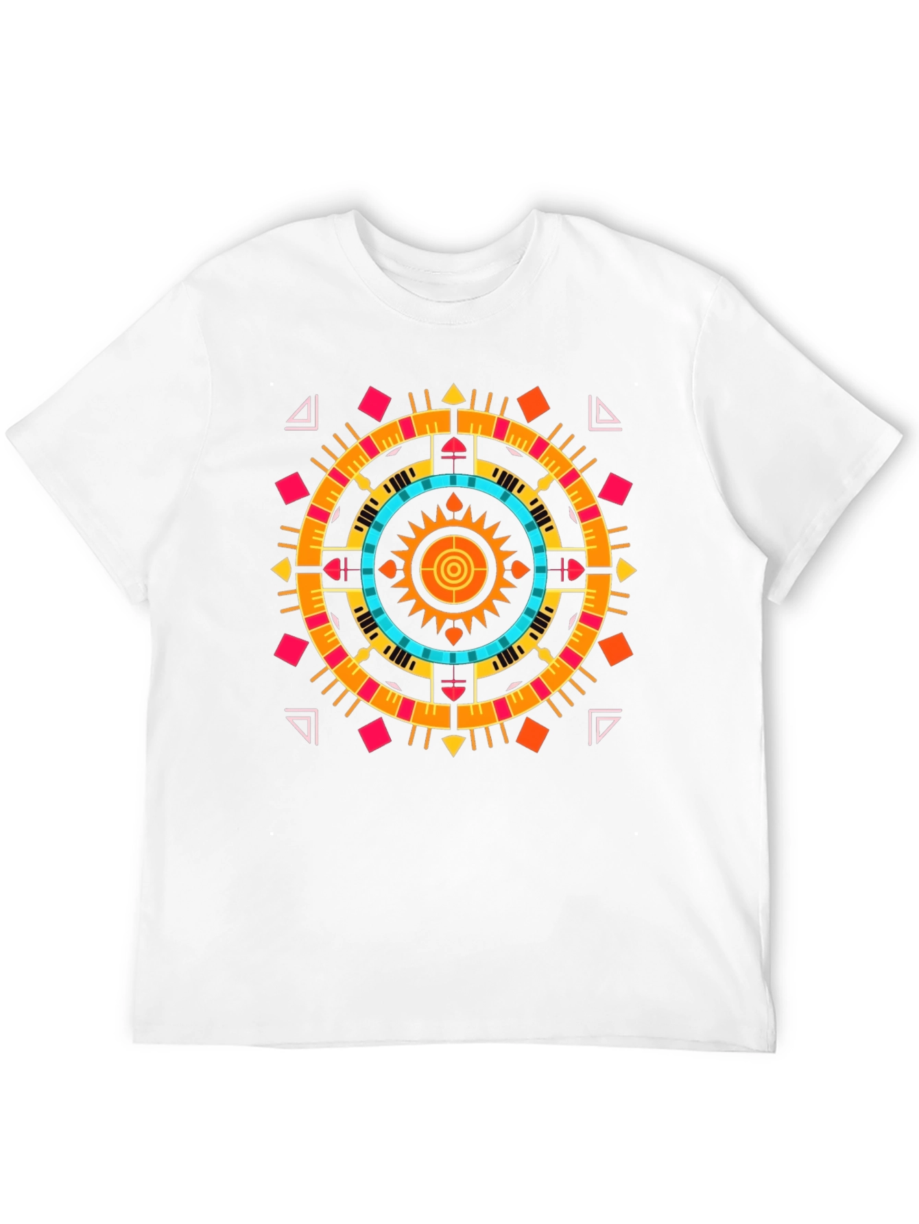 Geometric Aztec Print Tee - Stylish Black Cotton T-Shirt