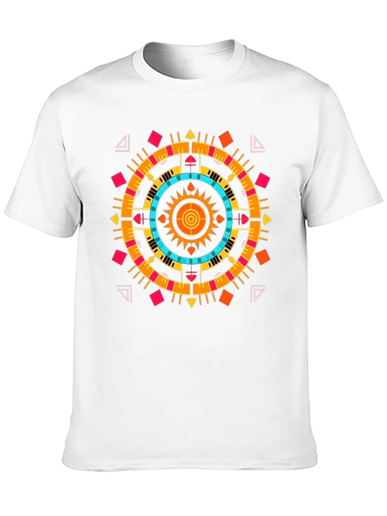 Geometric Aztec Print Tee - Stylish Black Cotton T-Shirt