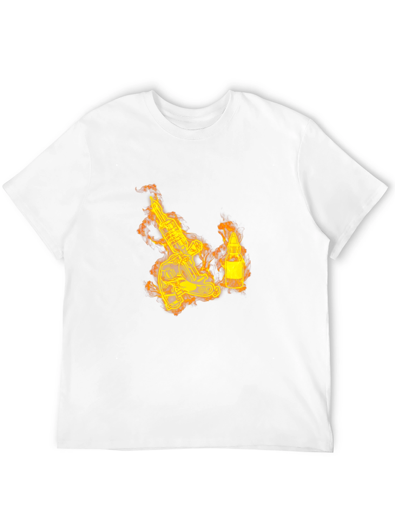 Fiery Tattoo Machine Graphic T-Shirt - Bold Black Tee
