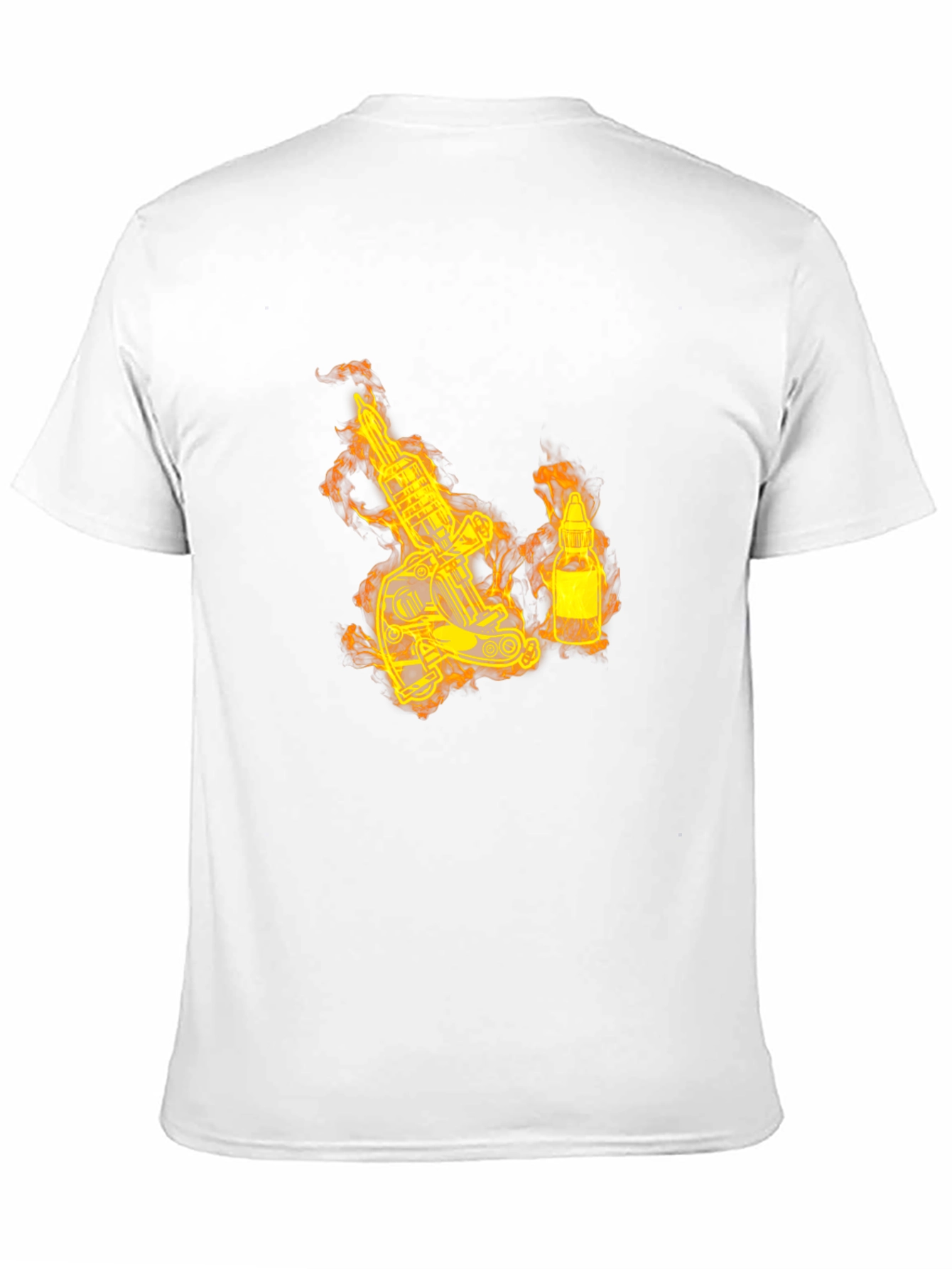 Fiery Tattoo Machine Graphic T-Shirt - Bold Black Tee