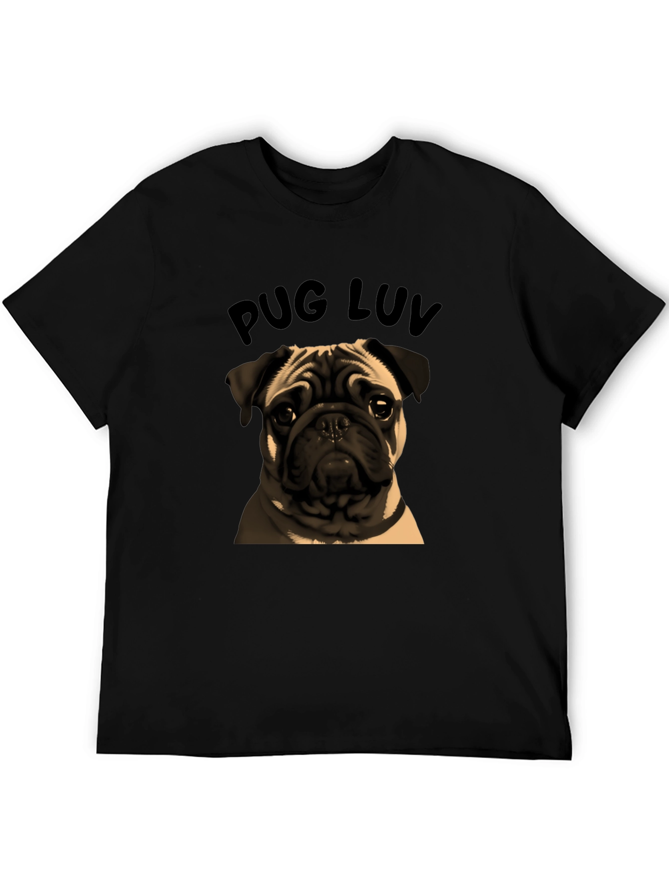 Pug Luv Graphic Tee - Black Cotton Comfort
