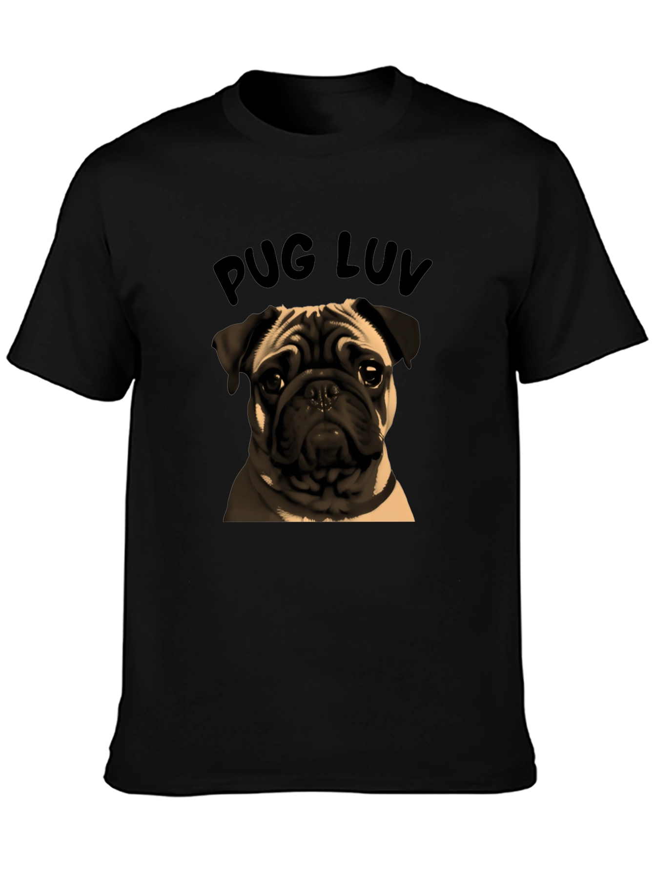 Pug Luv Graphic Tee - Black Cotton Comfort