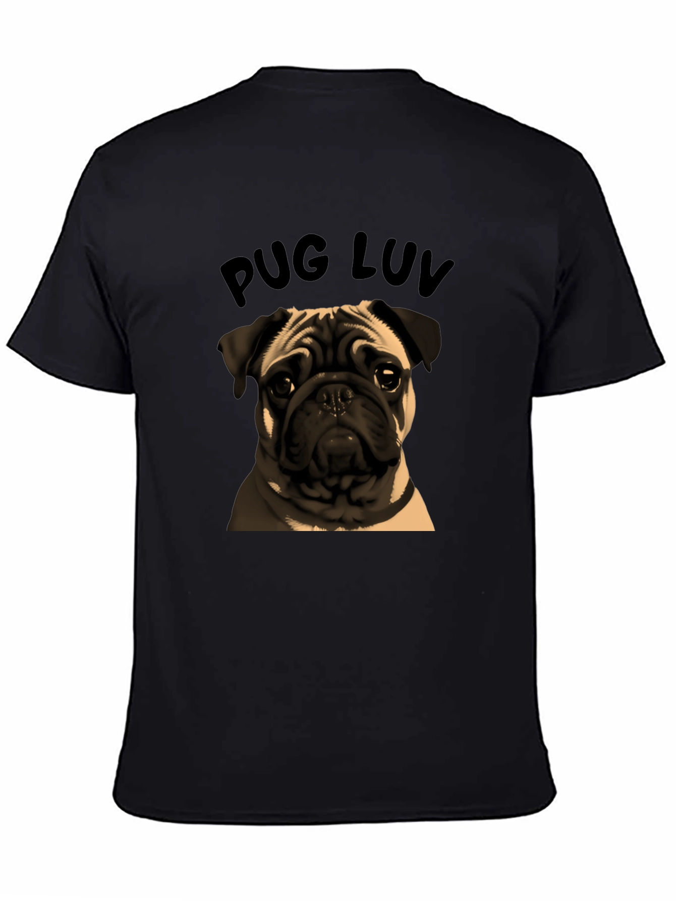 Pug Luv Graphic Tee - Black Cotton Comfort