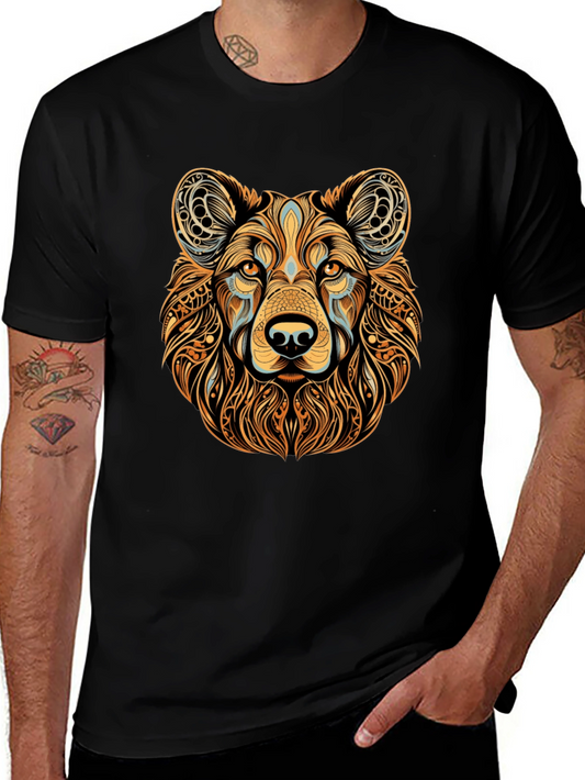 Tribal Bear Graphic Black T-Shirt