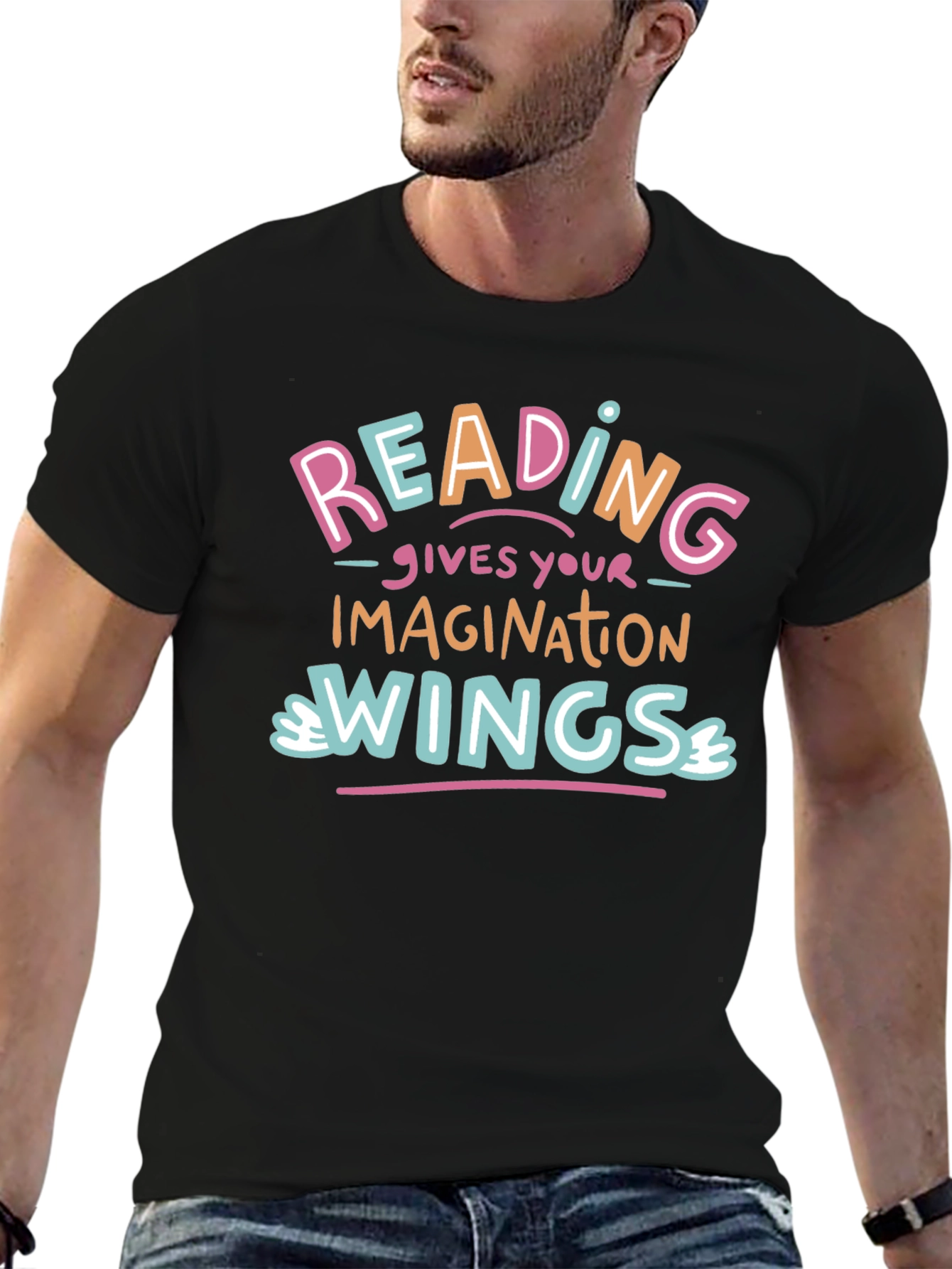 Reading Gives Imagination Wings Black T-Shirt