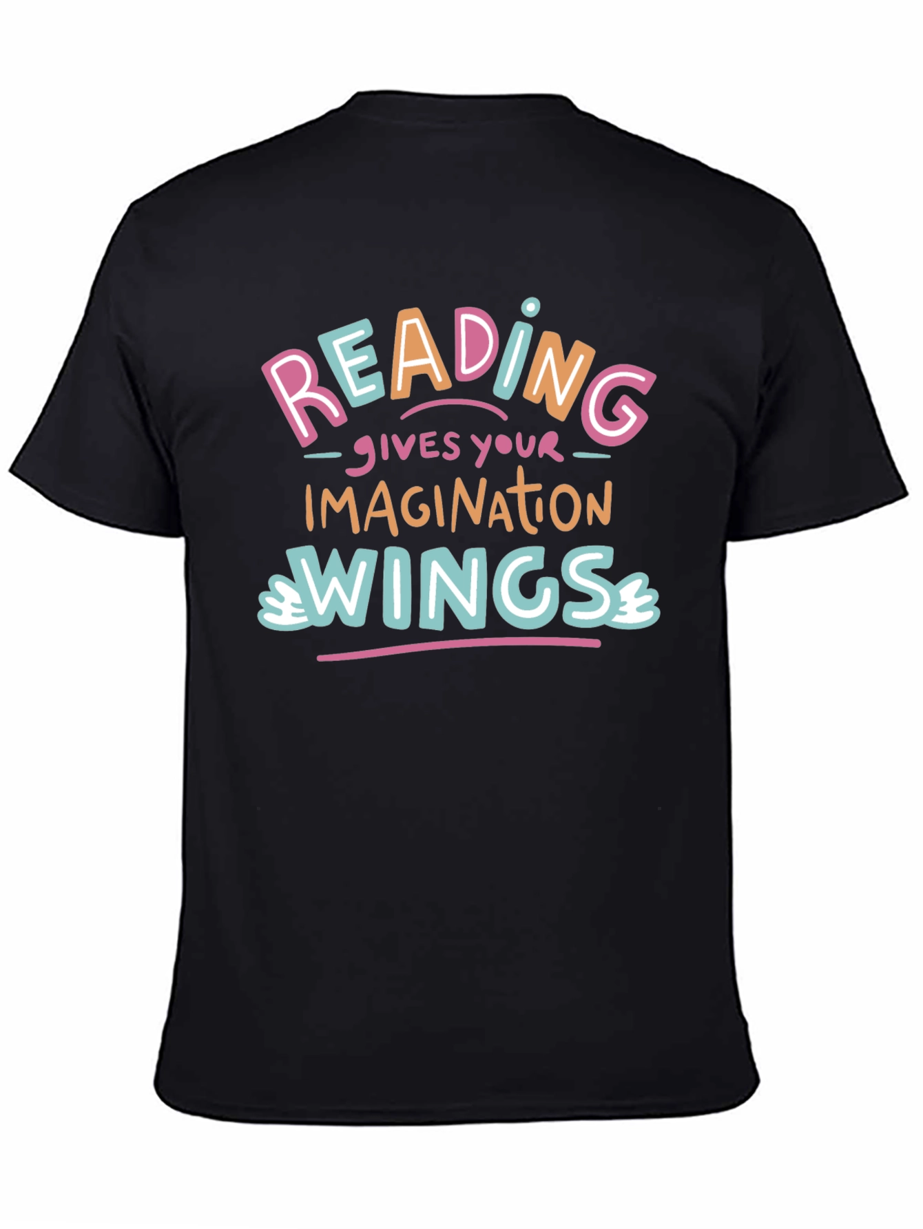 Reading Gives Imagination Wings Black T-Shirt