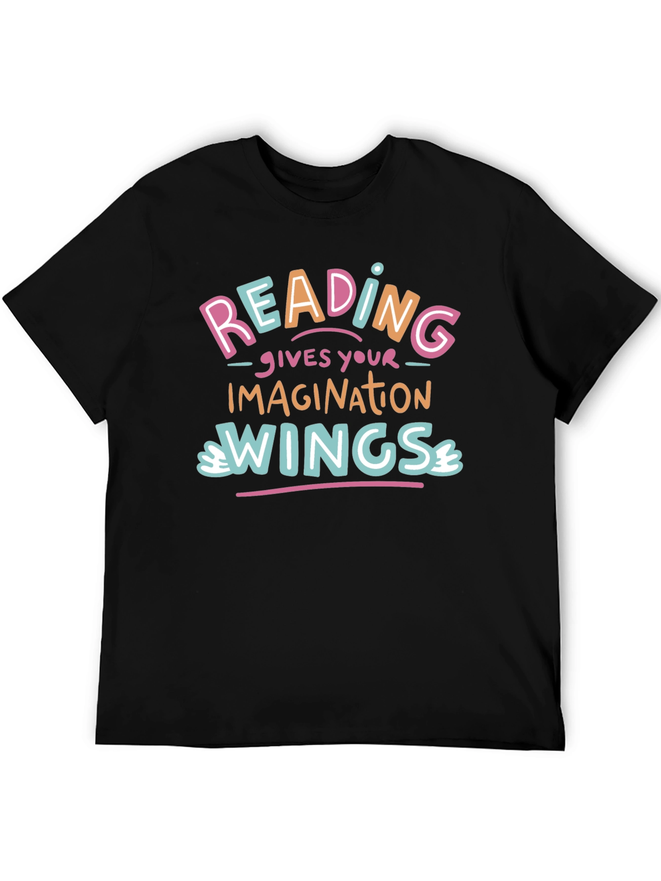 Reading Gives Imagination Wings Black T-Shirt