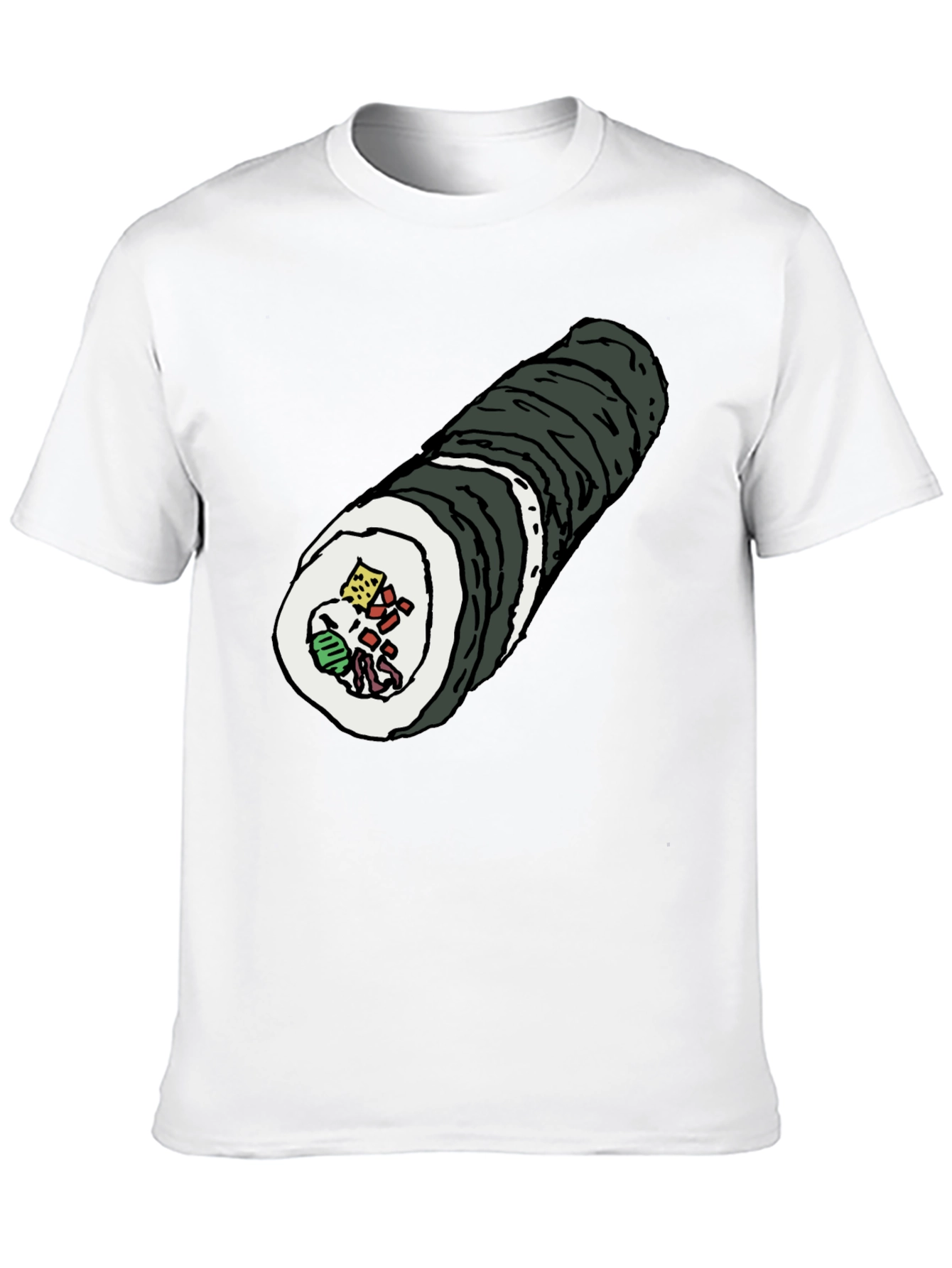 Sushi Roll Graphic Tee - Black Cotton T-Shirt