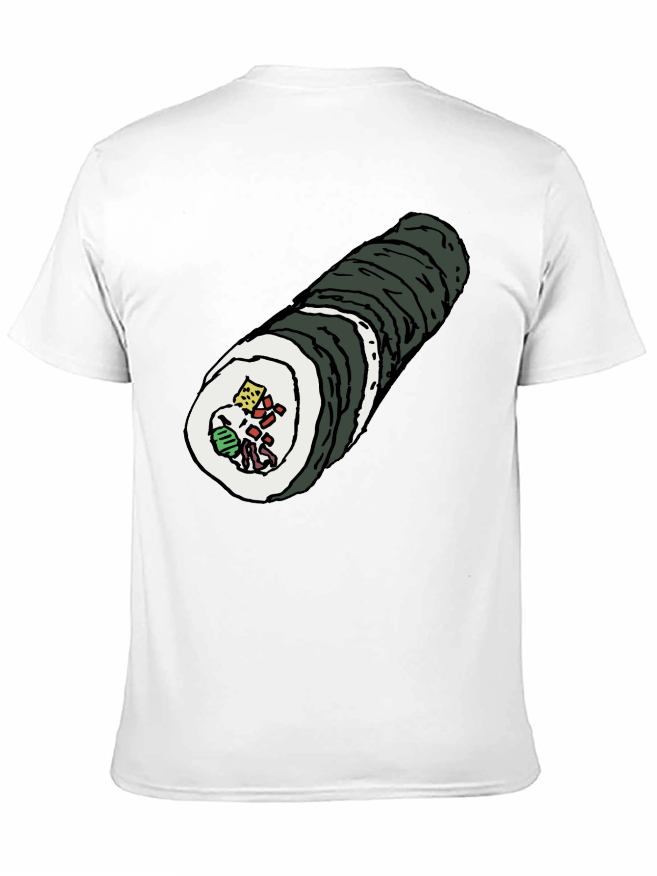 Sushi Roll Graphic Tee - Black Cotton T-Shirt