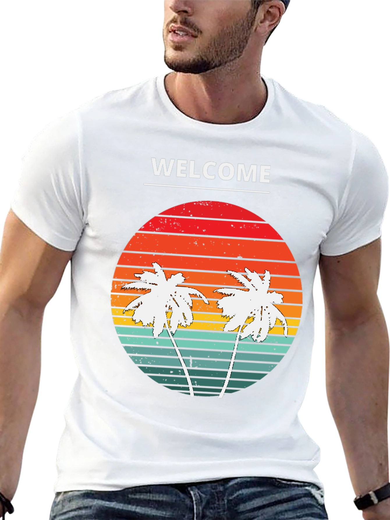 Welcome Palm Tree Sunset Graphic Tee