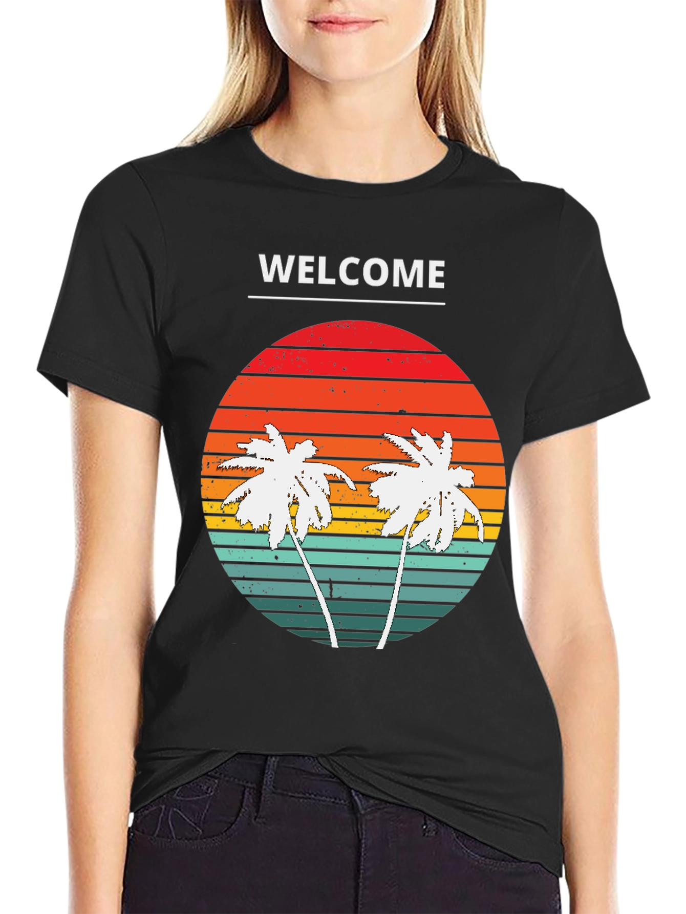 Welcome Palm Tree Sunset Graphic Tee