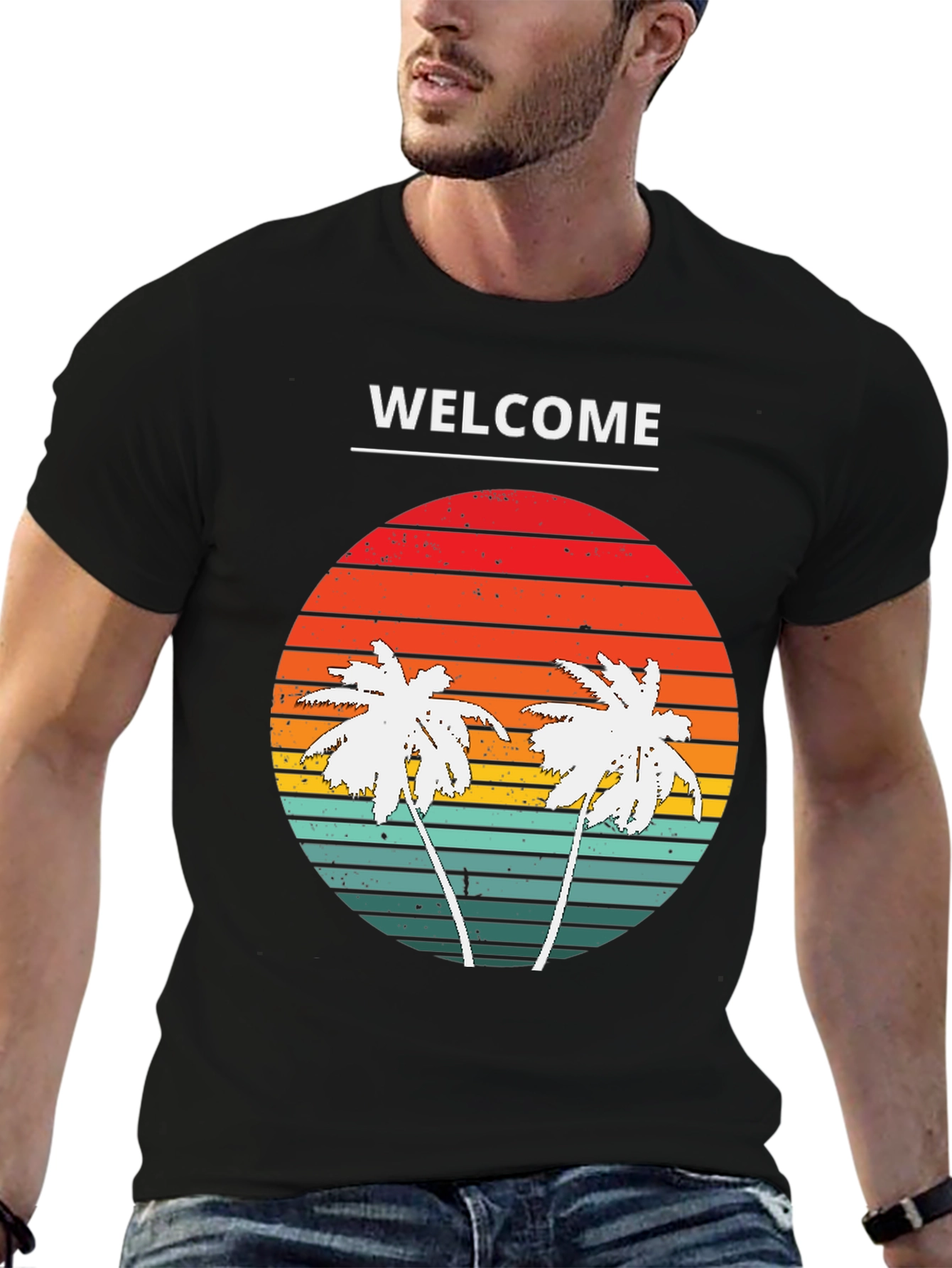 Welcome Palm Tree Sunset Graphic Tee
