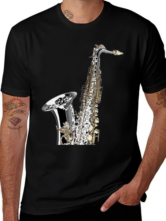 Saxophone Graphic Black T-Shirt | Musician Tee