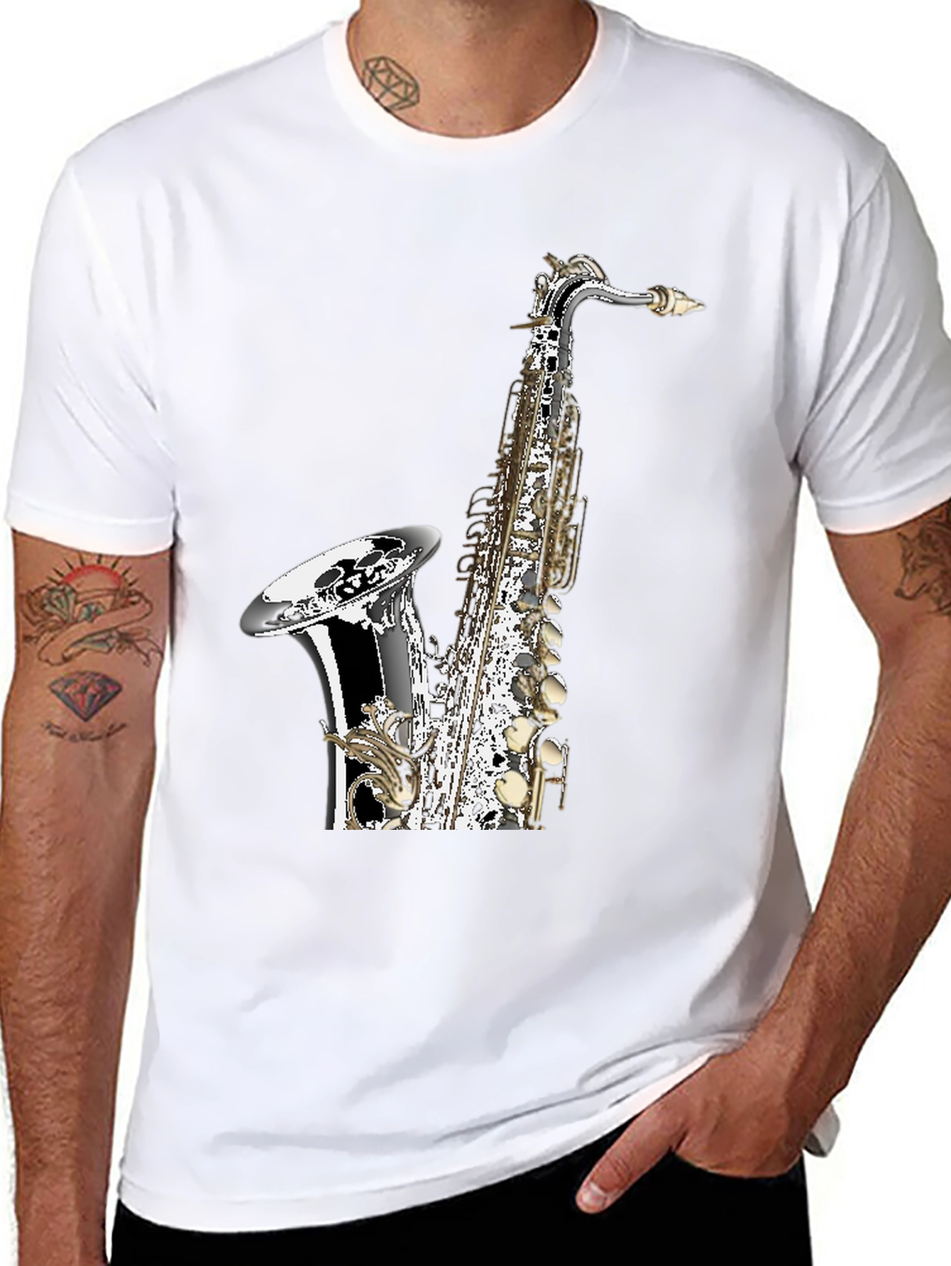 Saxophone Graphic Black T-Shirt | Musician Tee