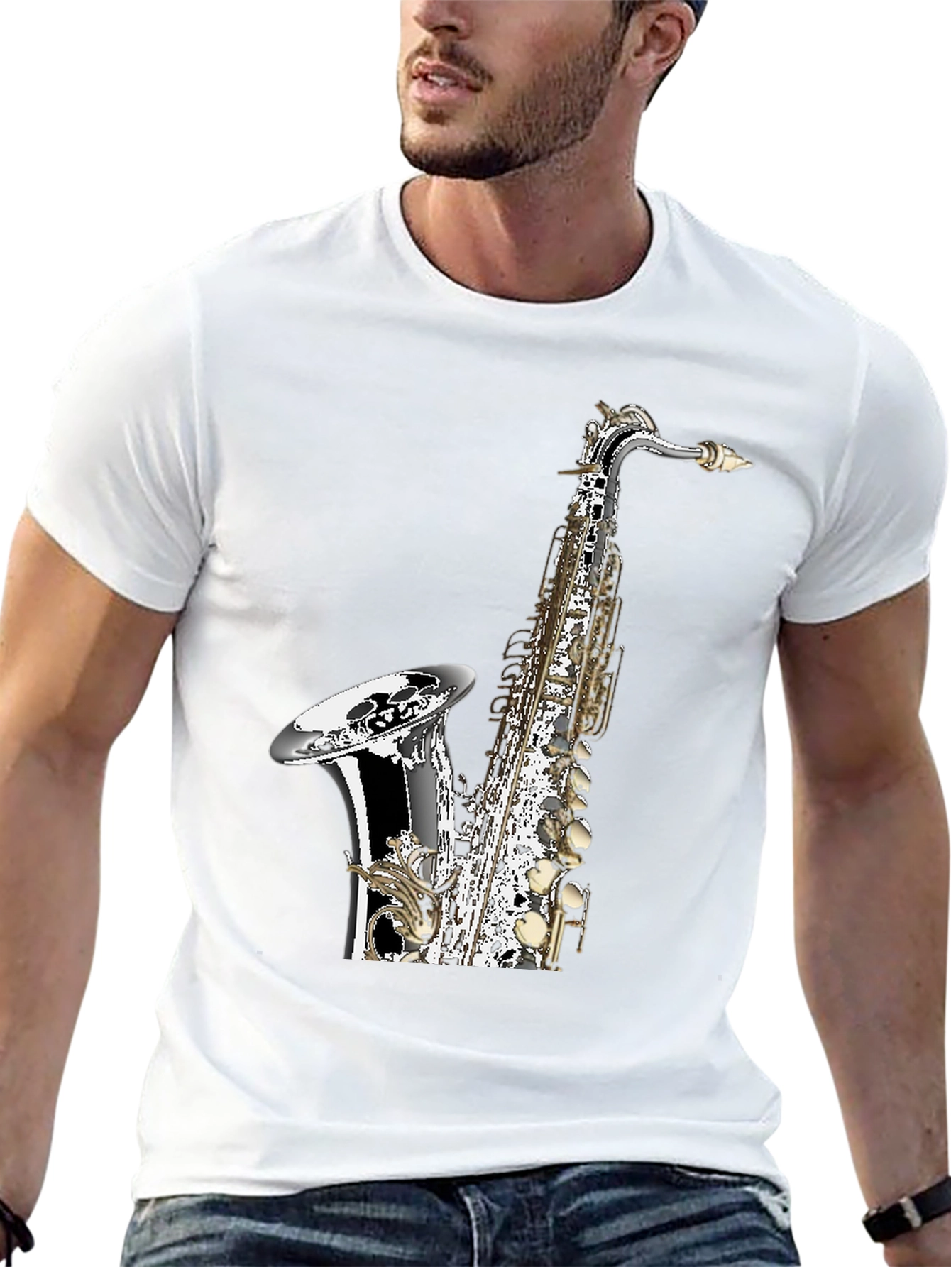 Saxophone Graphic Black T-Shirt | Musician Tee