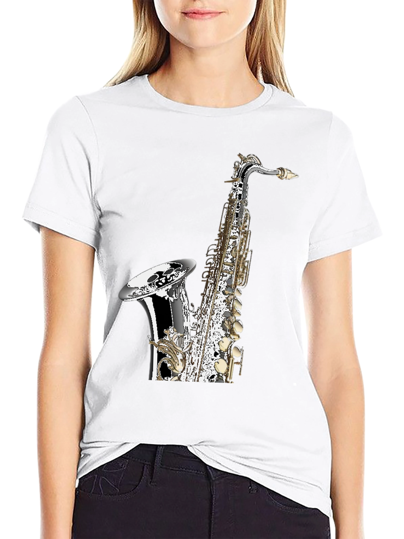 Saxophone Graphic Black T-Shirt | Musician Tee