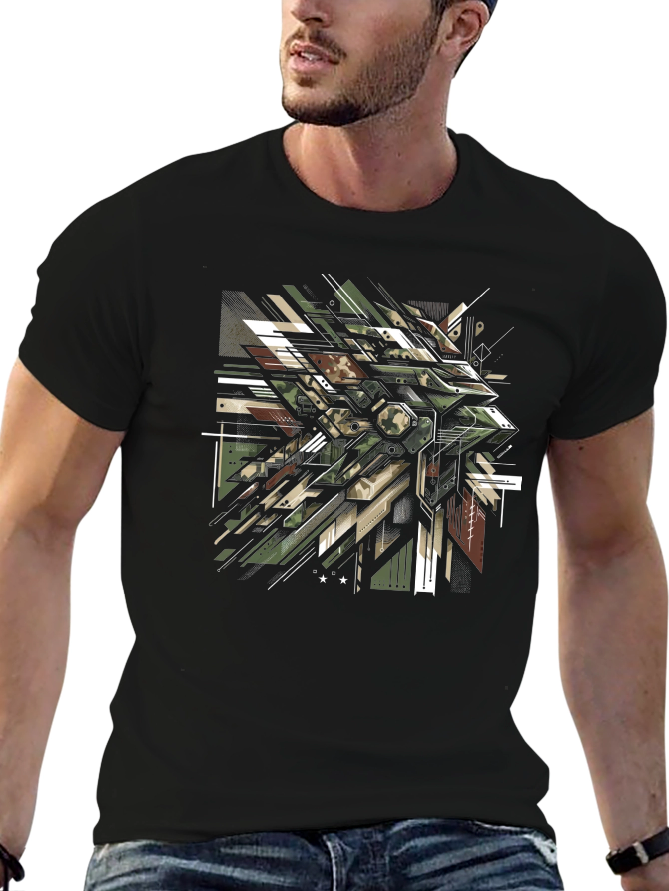 Abstract Camo Geometric Graphic Print T-Shirt