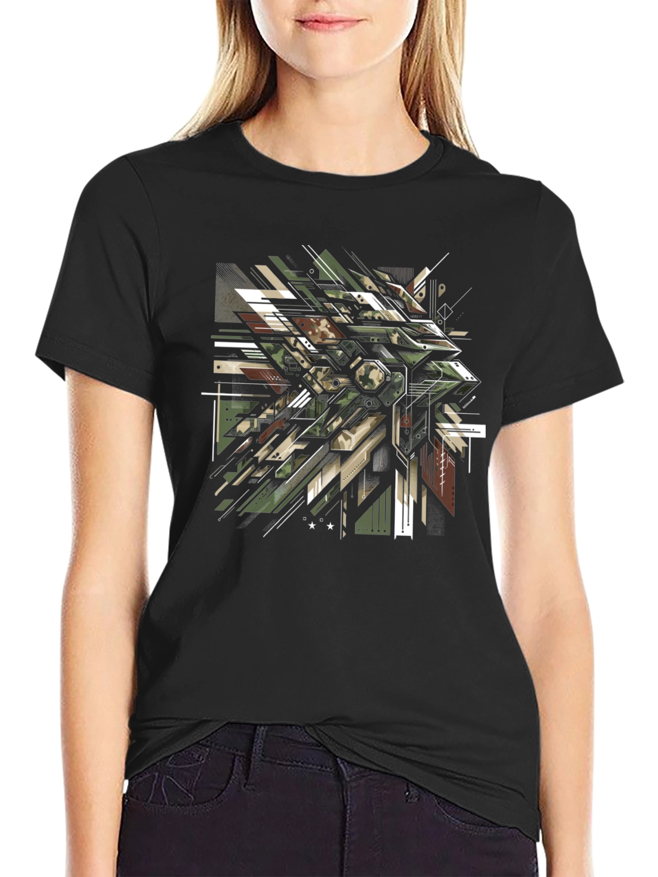Abstract Camo Geometric Graphic Print T-Shirt