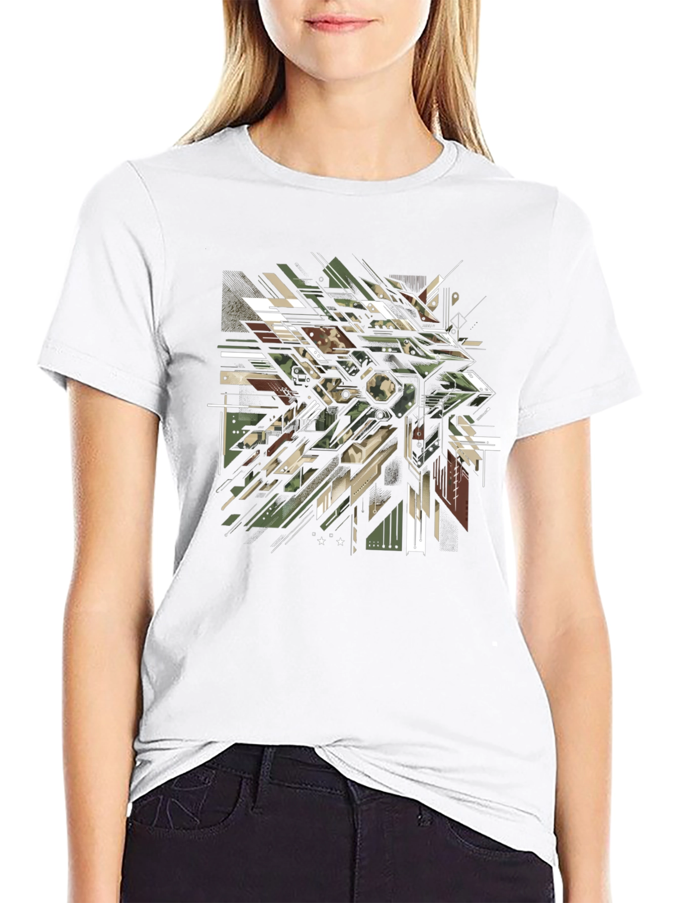 Abstract Camo Geometric Graphic Print T-Shirt