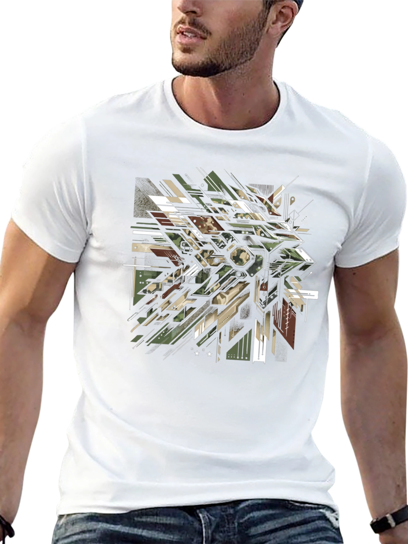 Abstract Camo Geometric Graphic Print T-Shirt