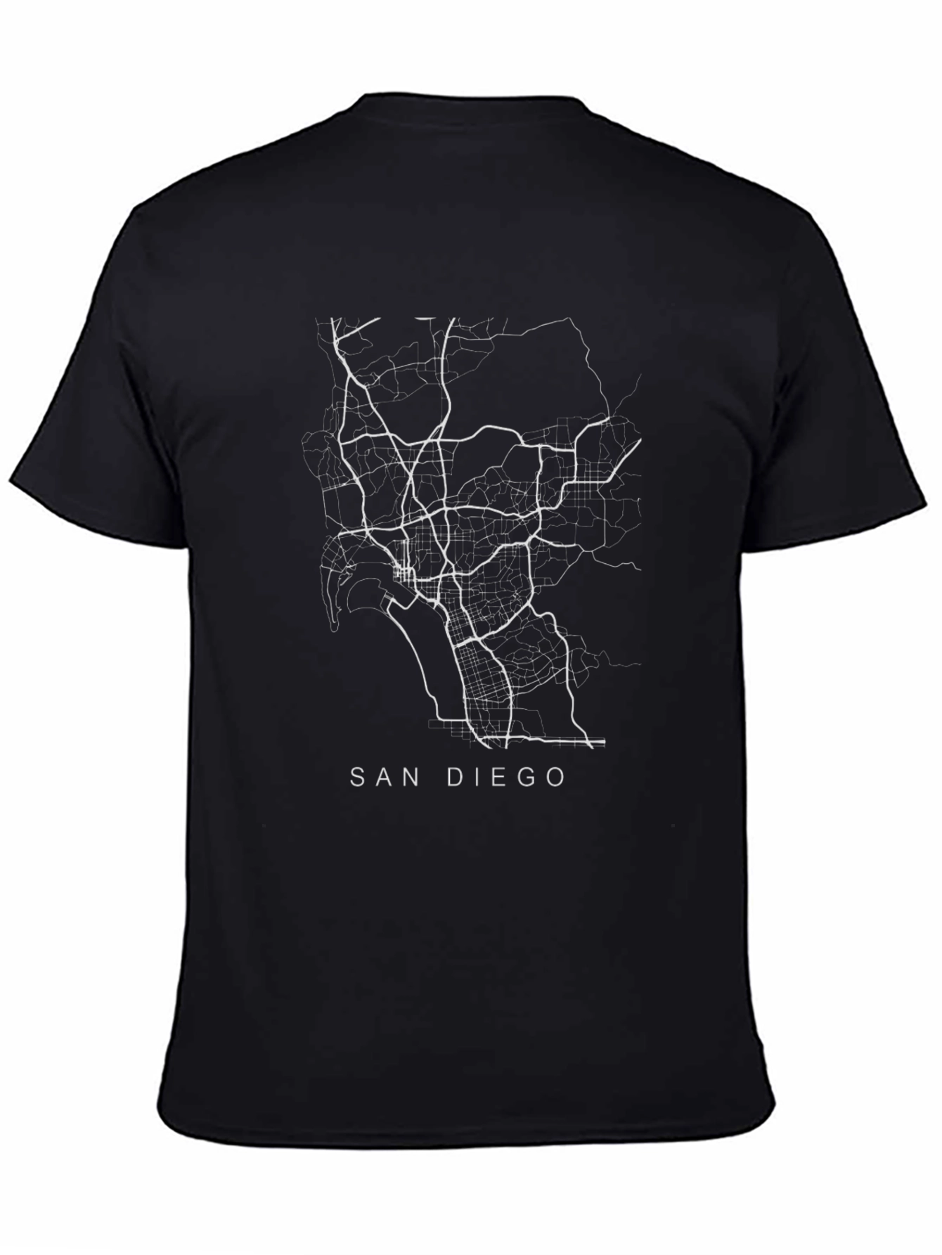 San Diego Map T-Shirt - City Street Black Tee