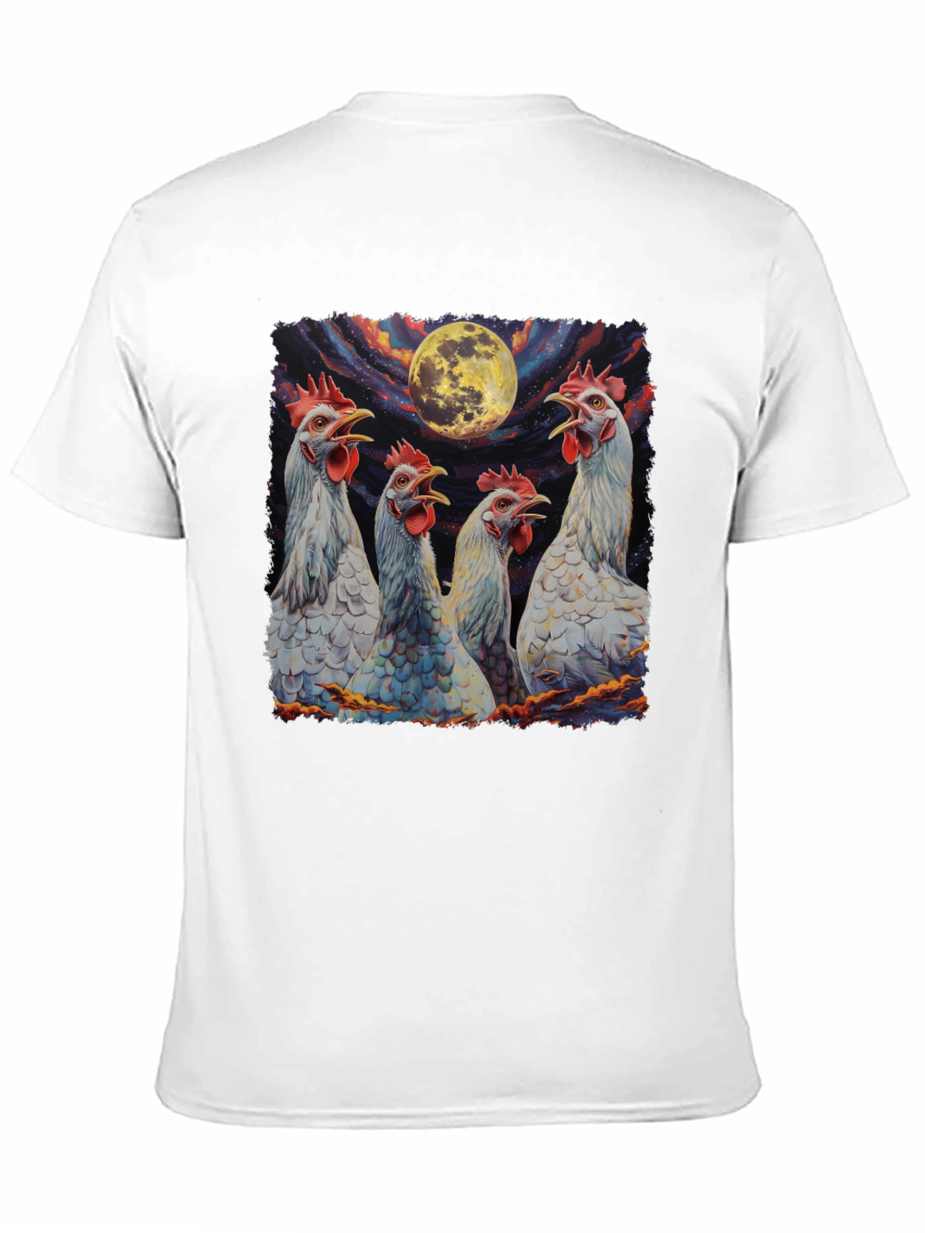 Moonlit Howling Chickens Black T-Shirt