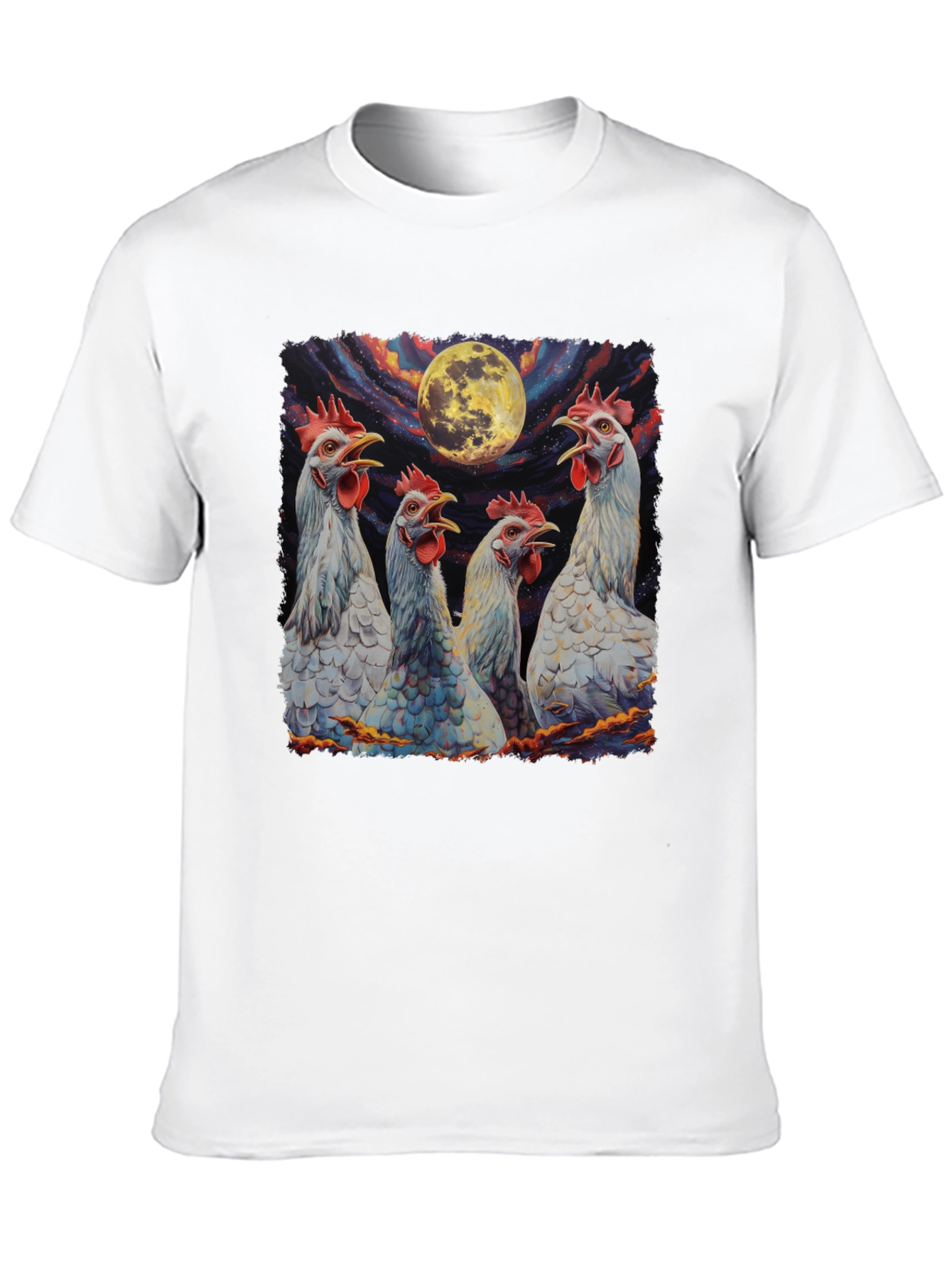 Moonlit Howling Chickens Black T-Shirt