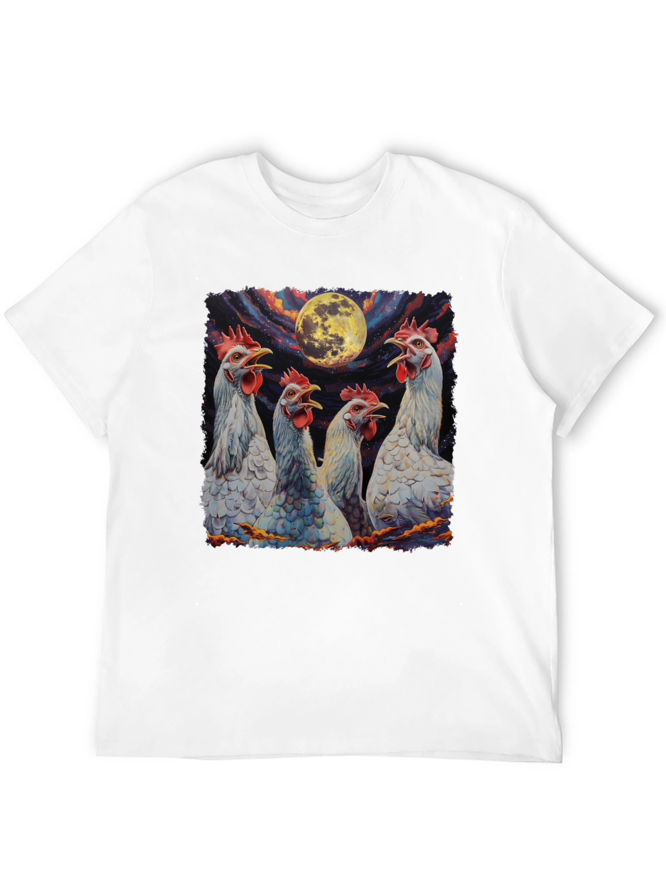 Moonlit Howling Chickens Black T-Shirt