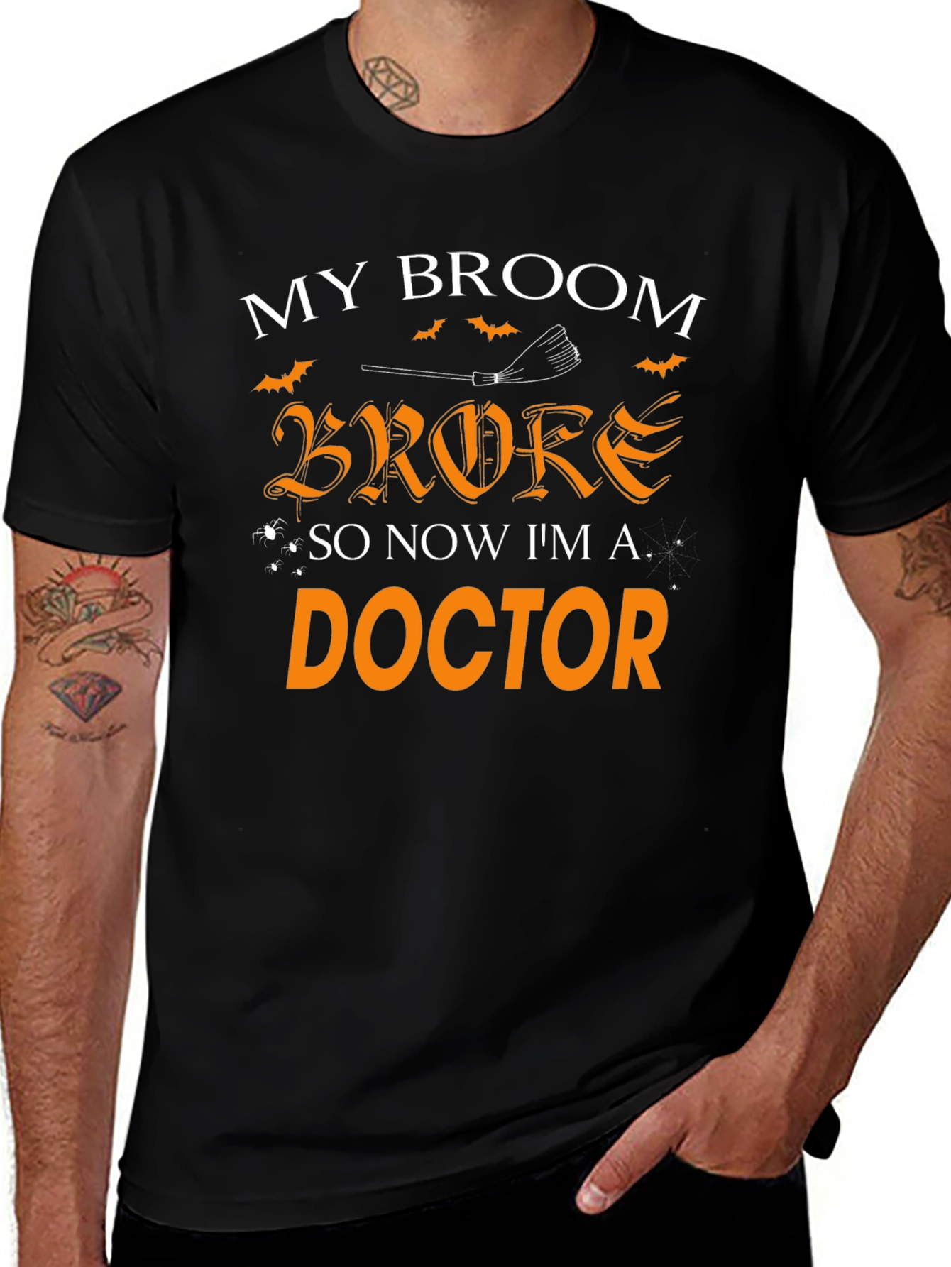 Funny Halloween Doctor T-Shirt - Broken Broom