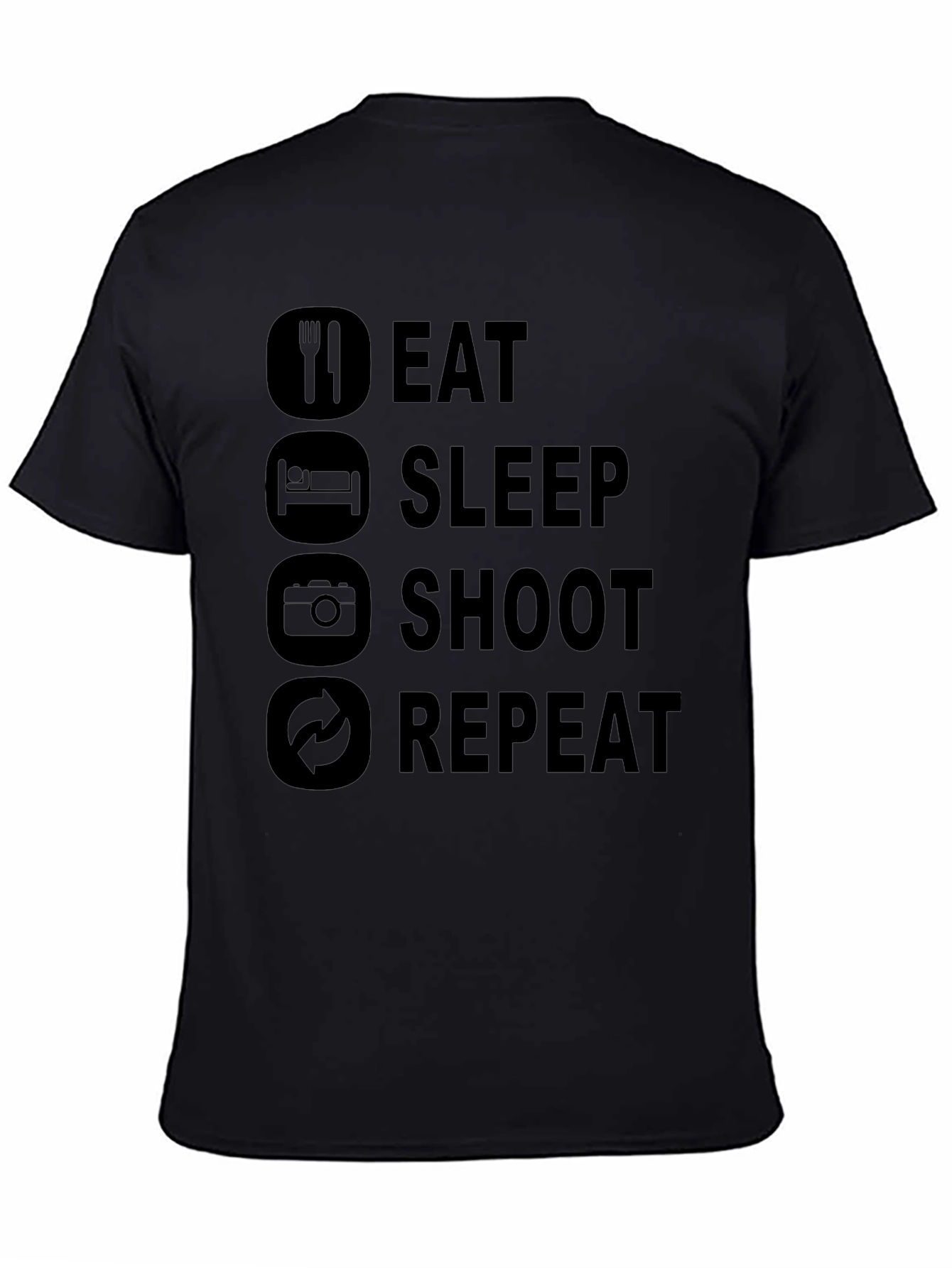 Eat Sleep Shoot Repeat Black Graphic Tee