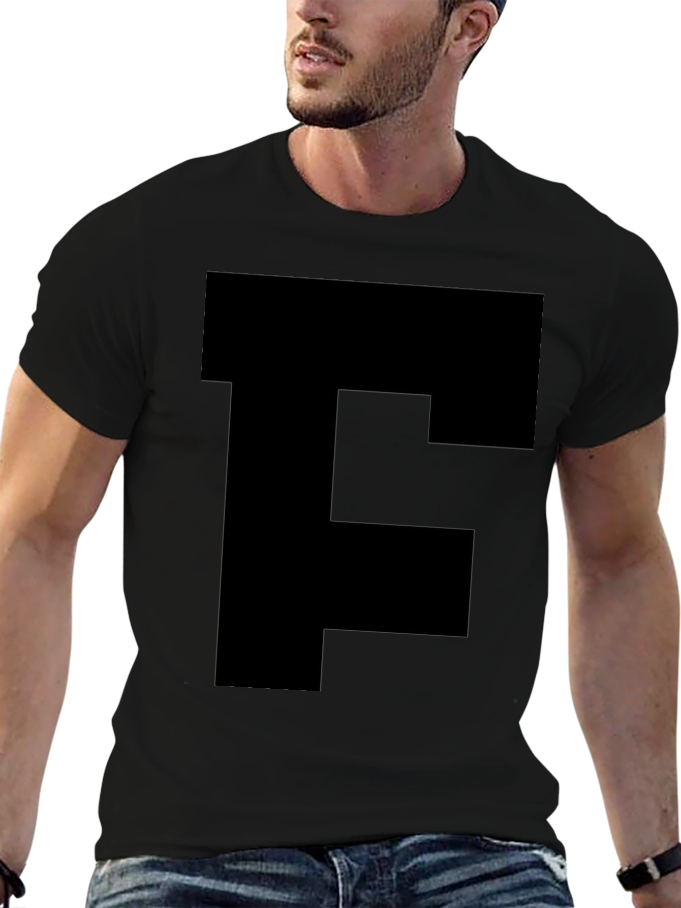 Bold Initial Tee - Black Letter F T-Shirt
