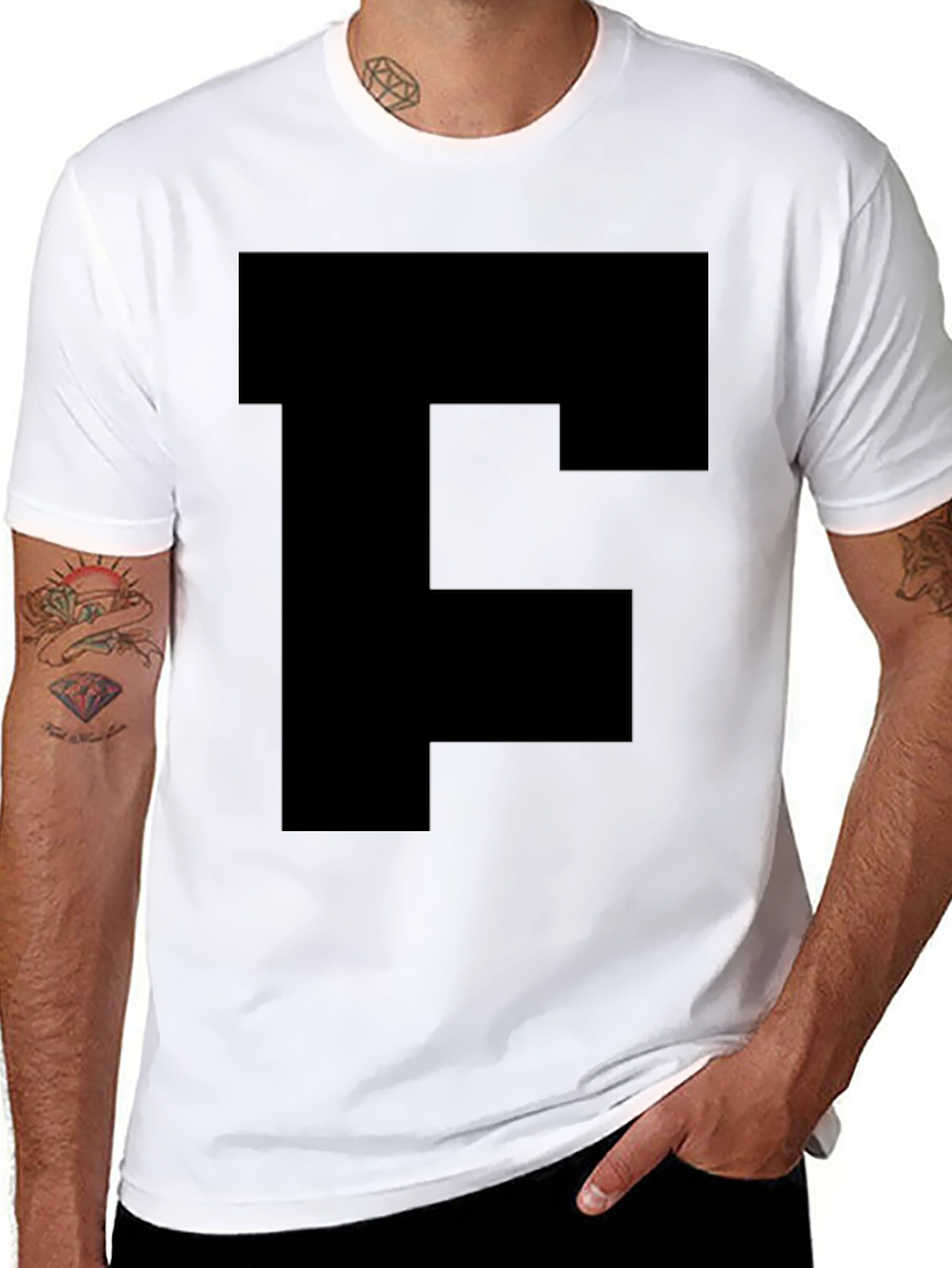 Bold Initial Tee - Black Letter F T-Shirt