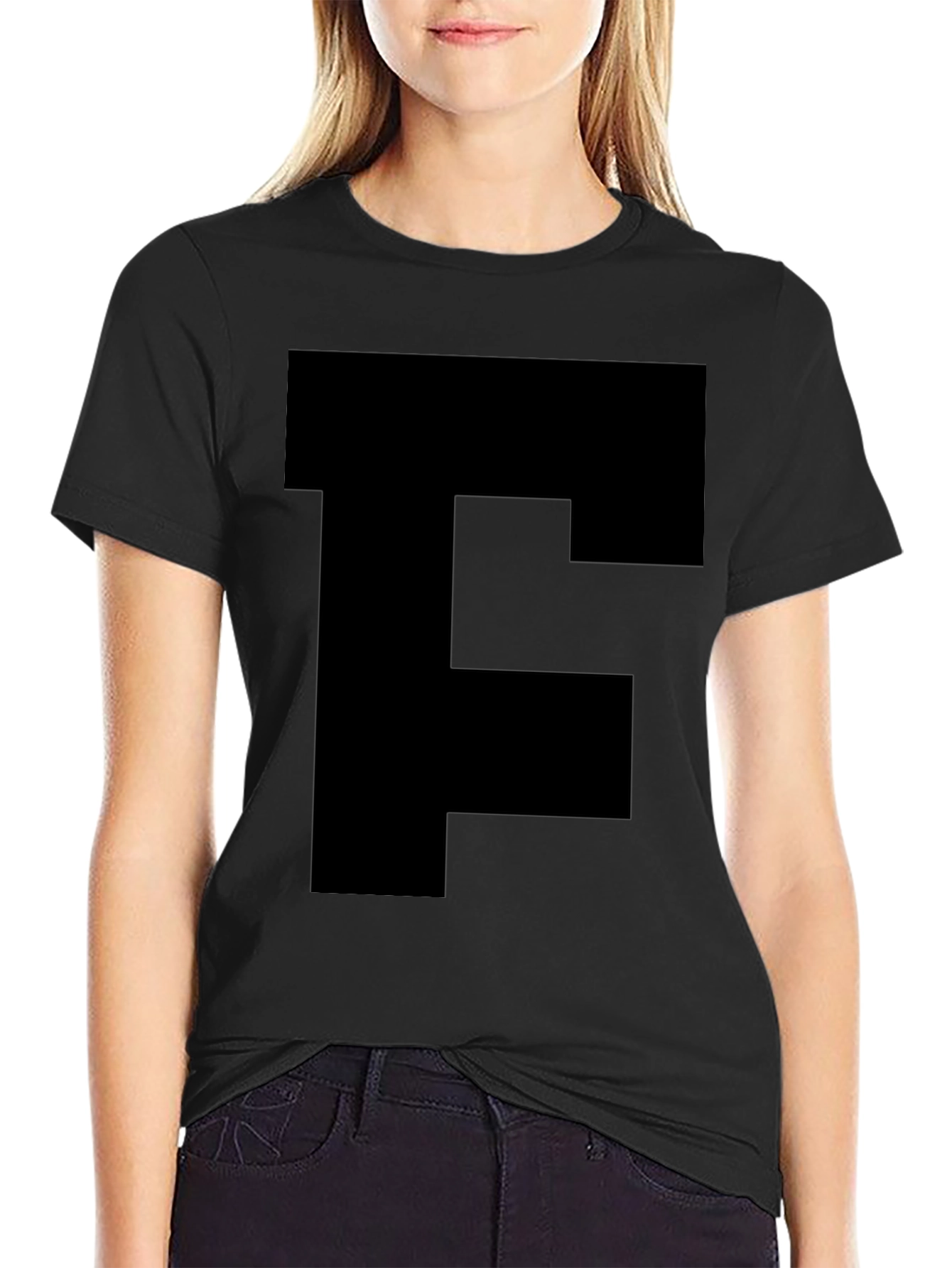 Bold Initial Tee - Black Letter F T-Shirt