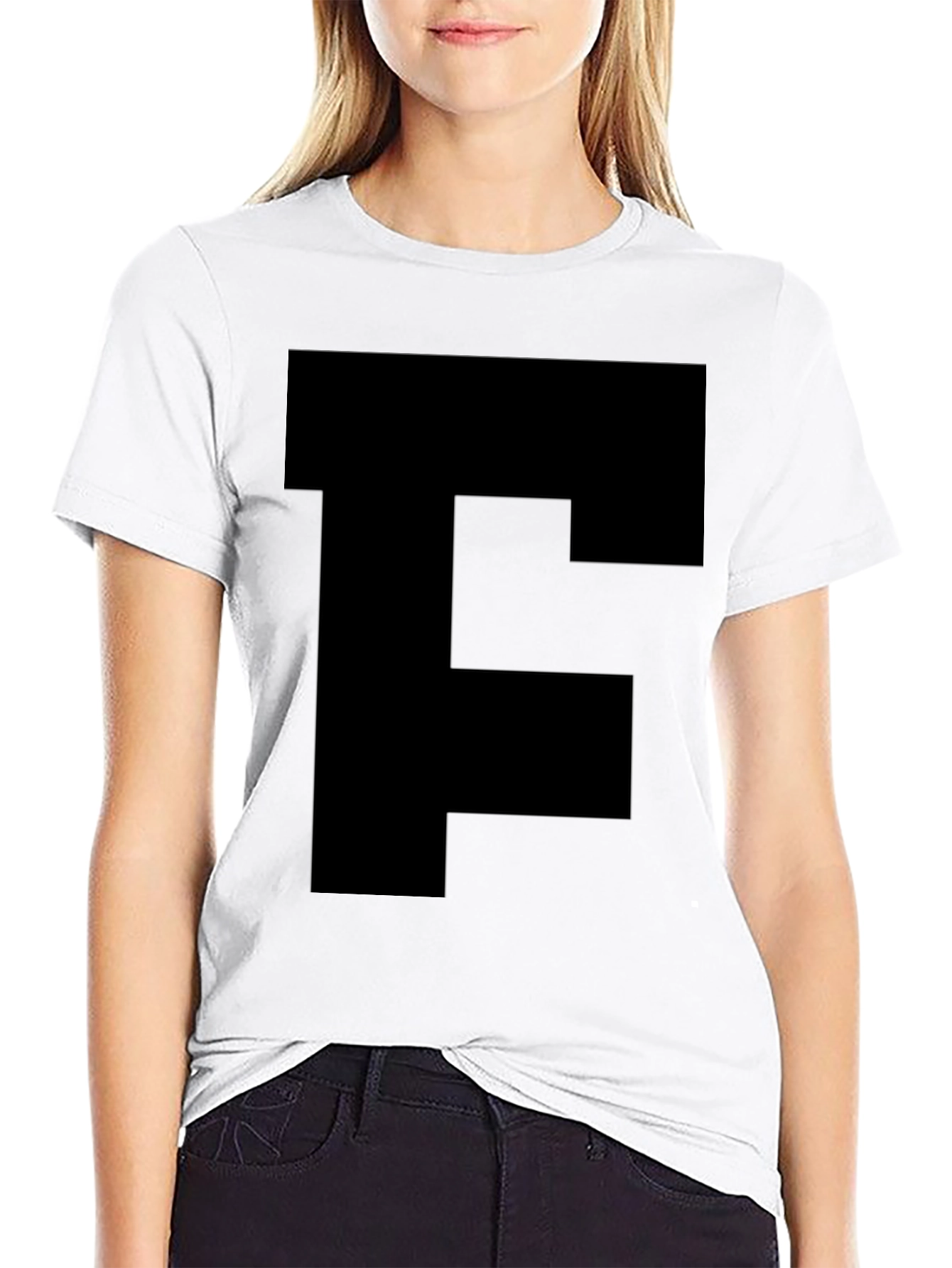 Bold Initial Tee - Black Letter F T-Shirt