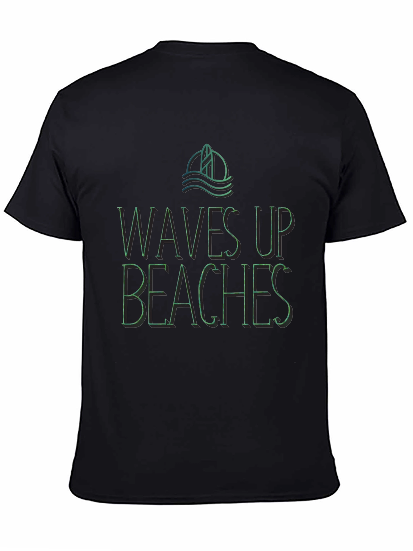 Waves Up Beaches Graphic Tee - Black Casual Shirt