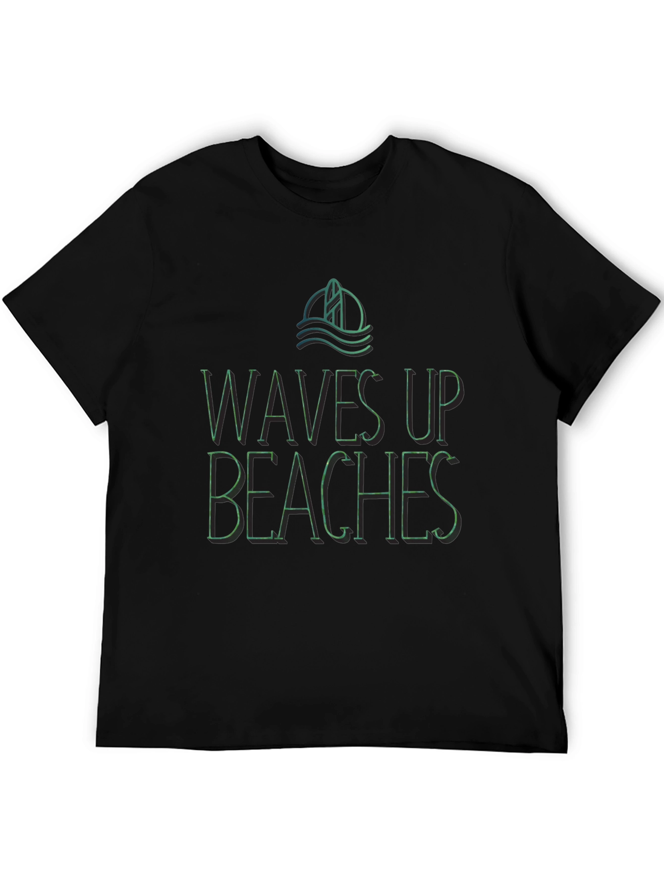 Waves Up Beaches Graphic Tee - Black Casual Shirt