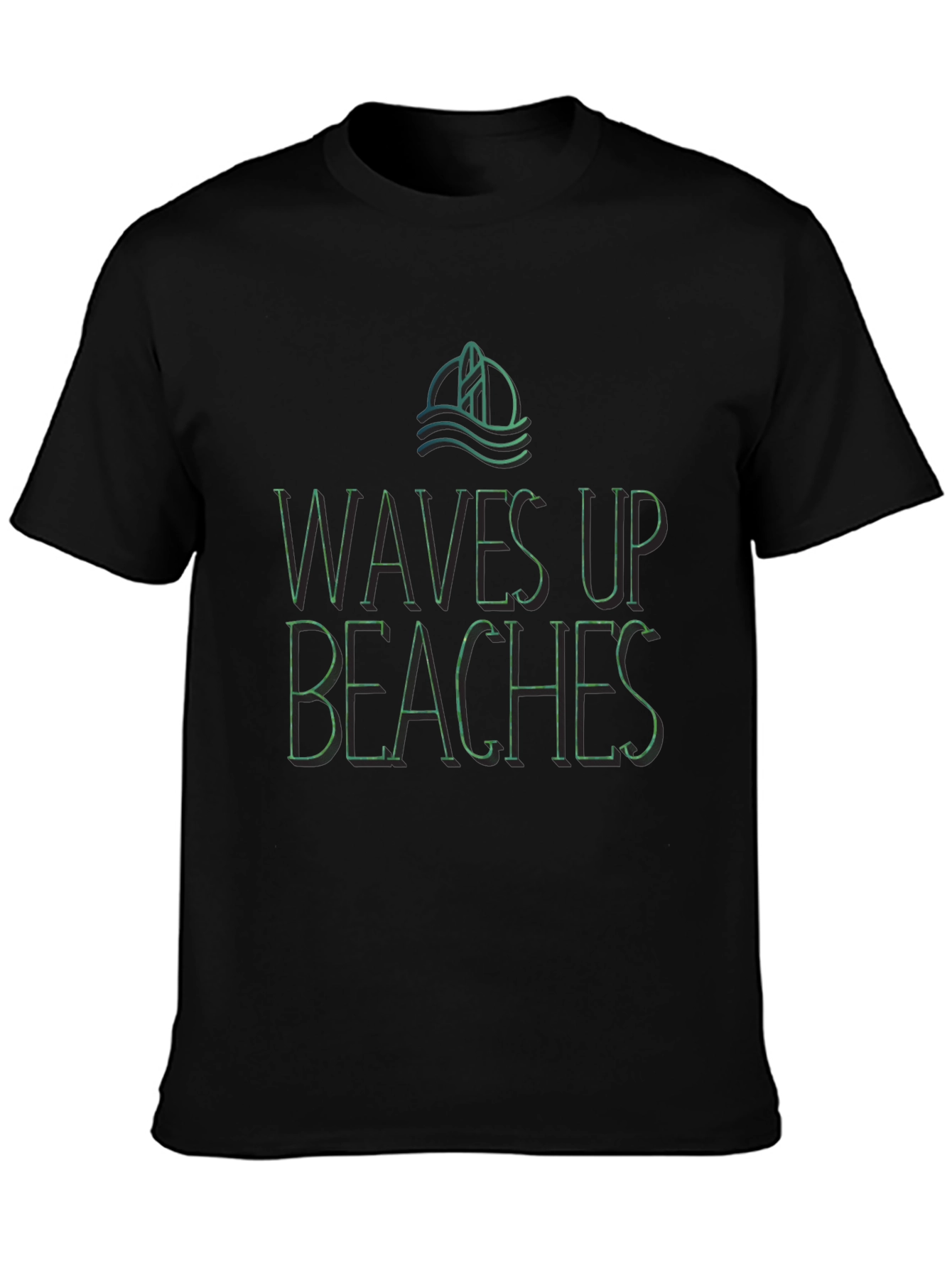 Waves Up Beaches Graphic Tee - Black Casual Shirt