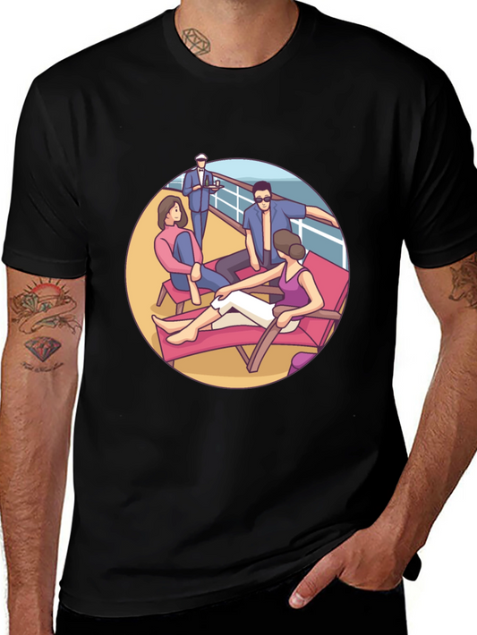 Cruise Life Graphic T-Shirt Black Cotton Tee