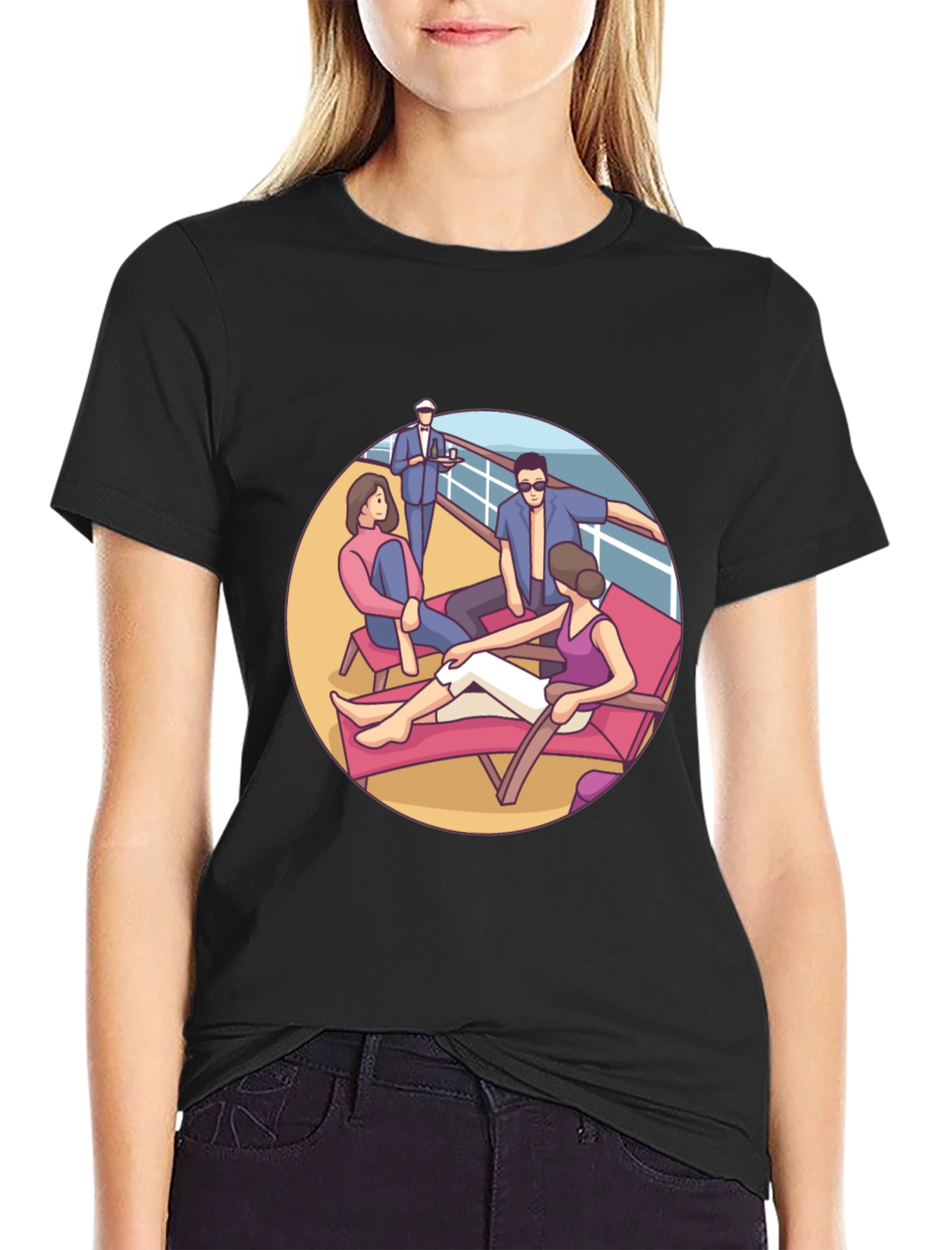 Cruise Life Graphic T-Shirt Black Cotton Tee