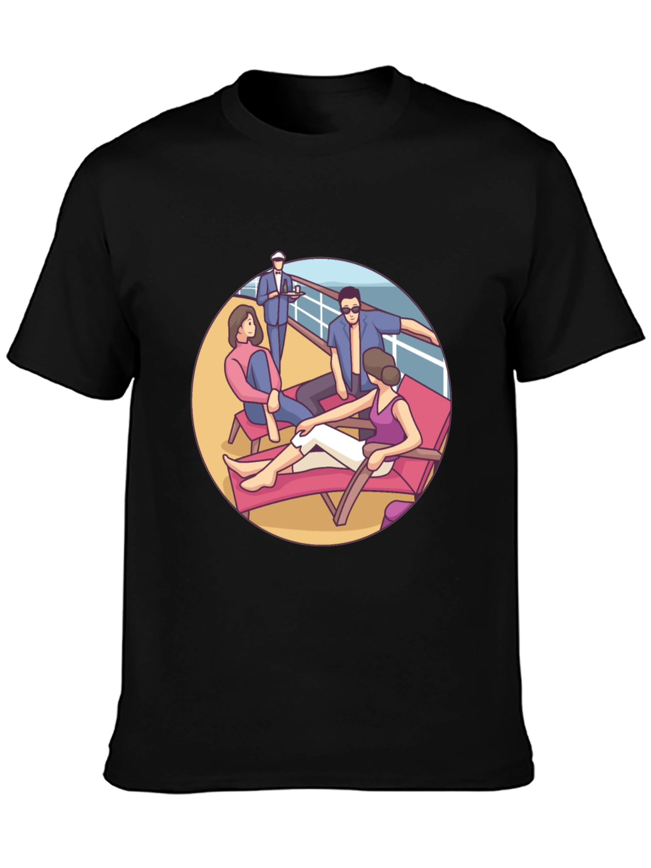 Cruise Life Graphic T-Shirt Black Cotton Tee