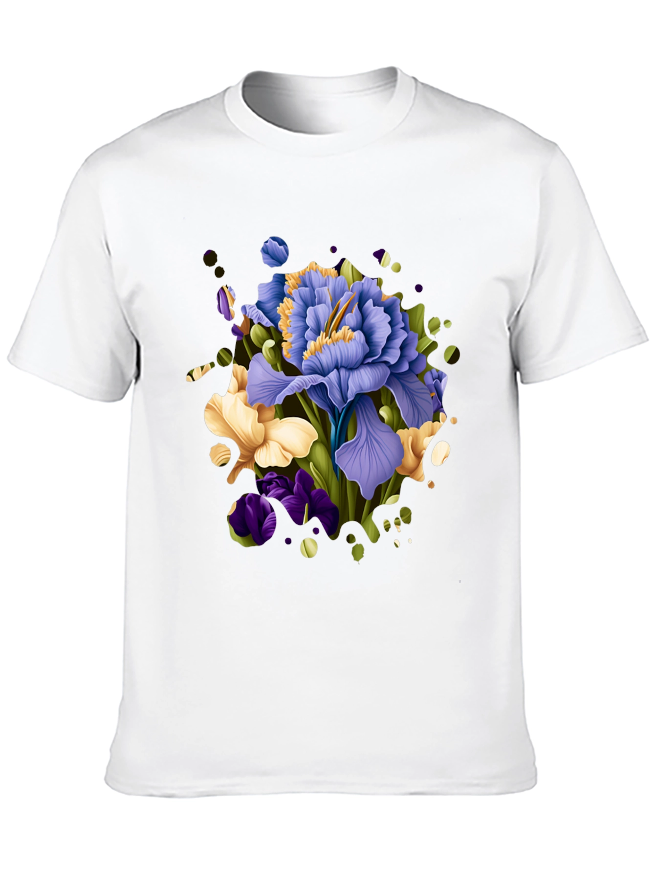Floral Iris Graphic Black T-Shirt