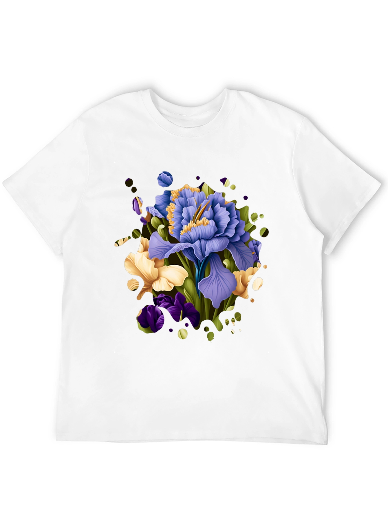 Floral Iris Graphic Black T-Shirt