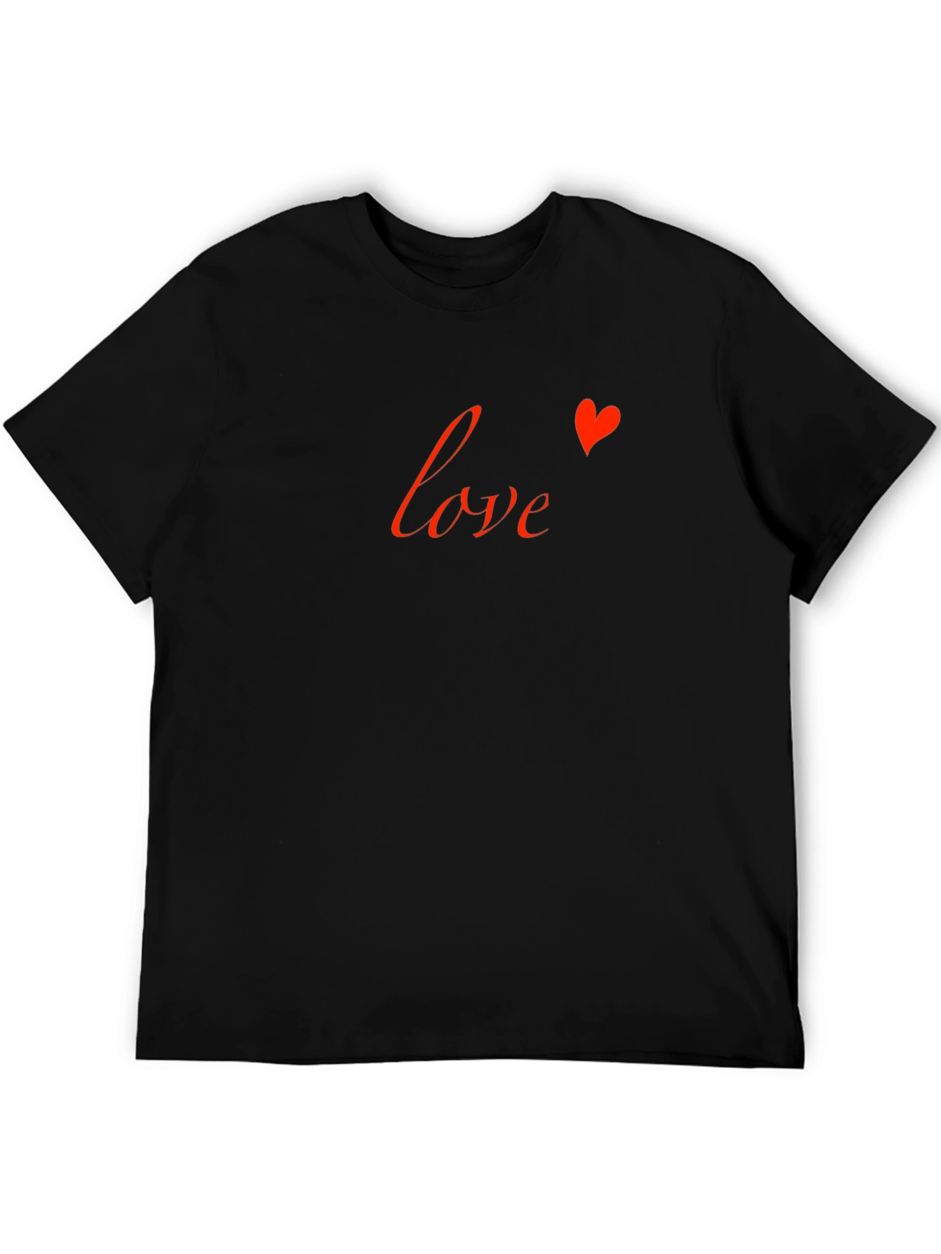 Love Heart Graphic Black Crew Neck T-Shirt