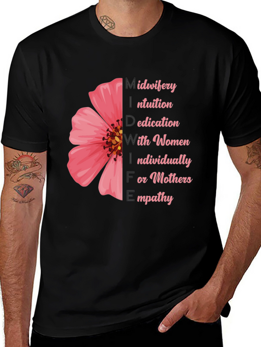 Empathetic Midwifery T-Shirt - Flower Design