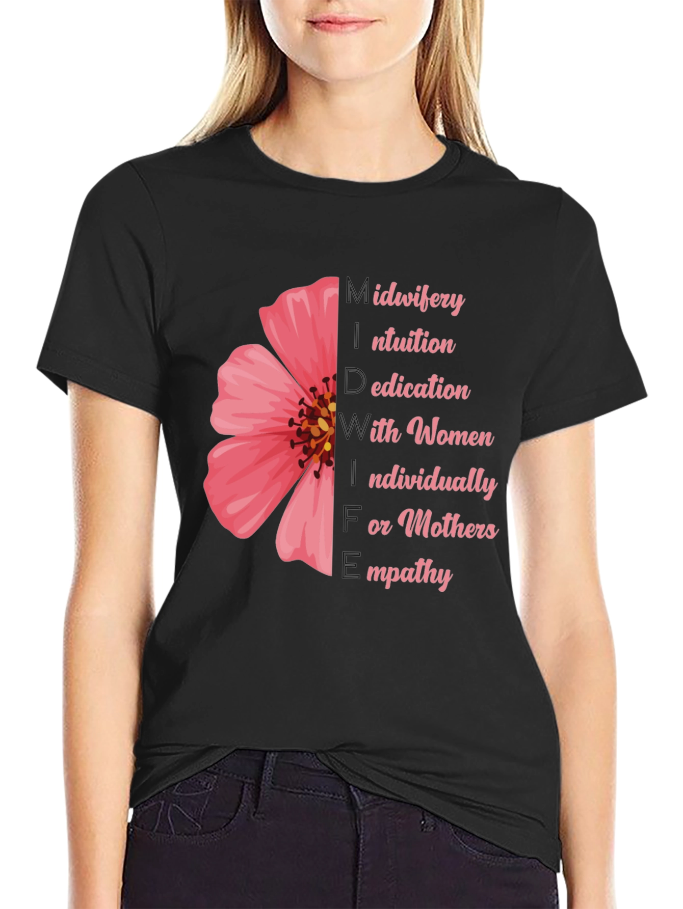 Empathetic Midwifery T-Shirt - Flower Design