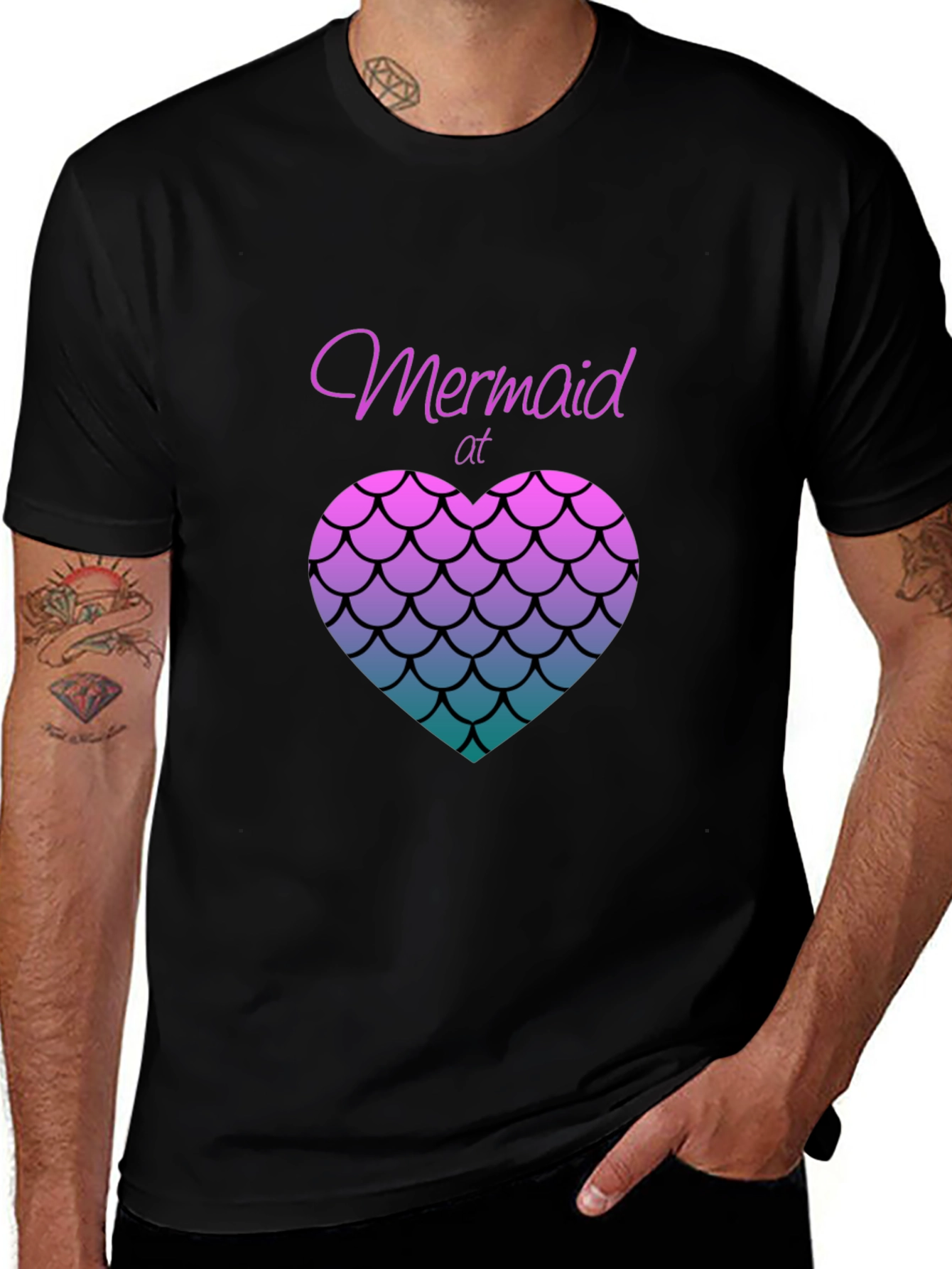 Mermaid at Heart Graphic Tee - Black Casual T-Shirt