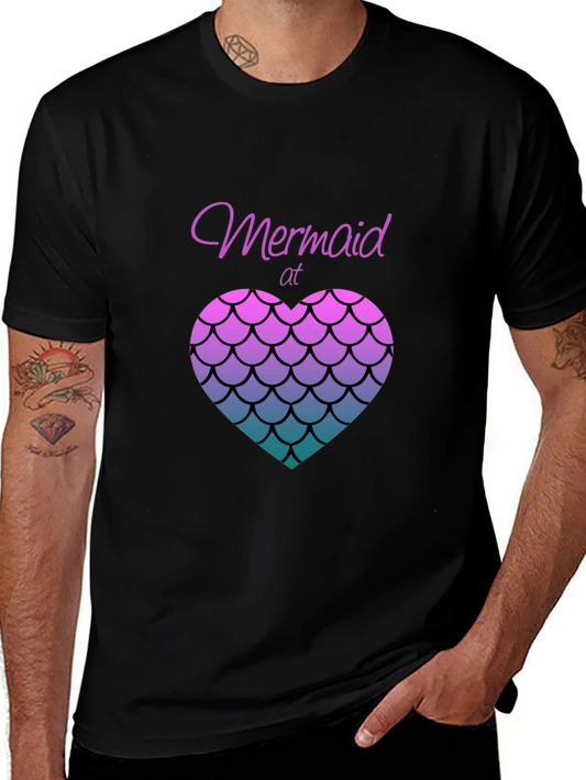 Mermaid at Heart Graphic Tee - Black Casual T-Shirt